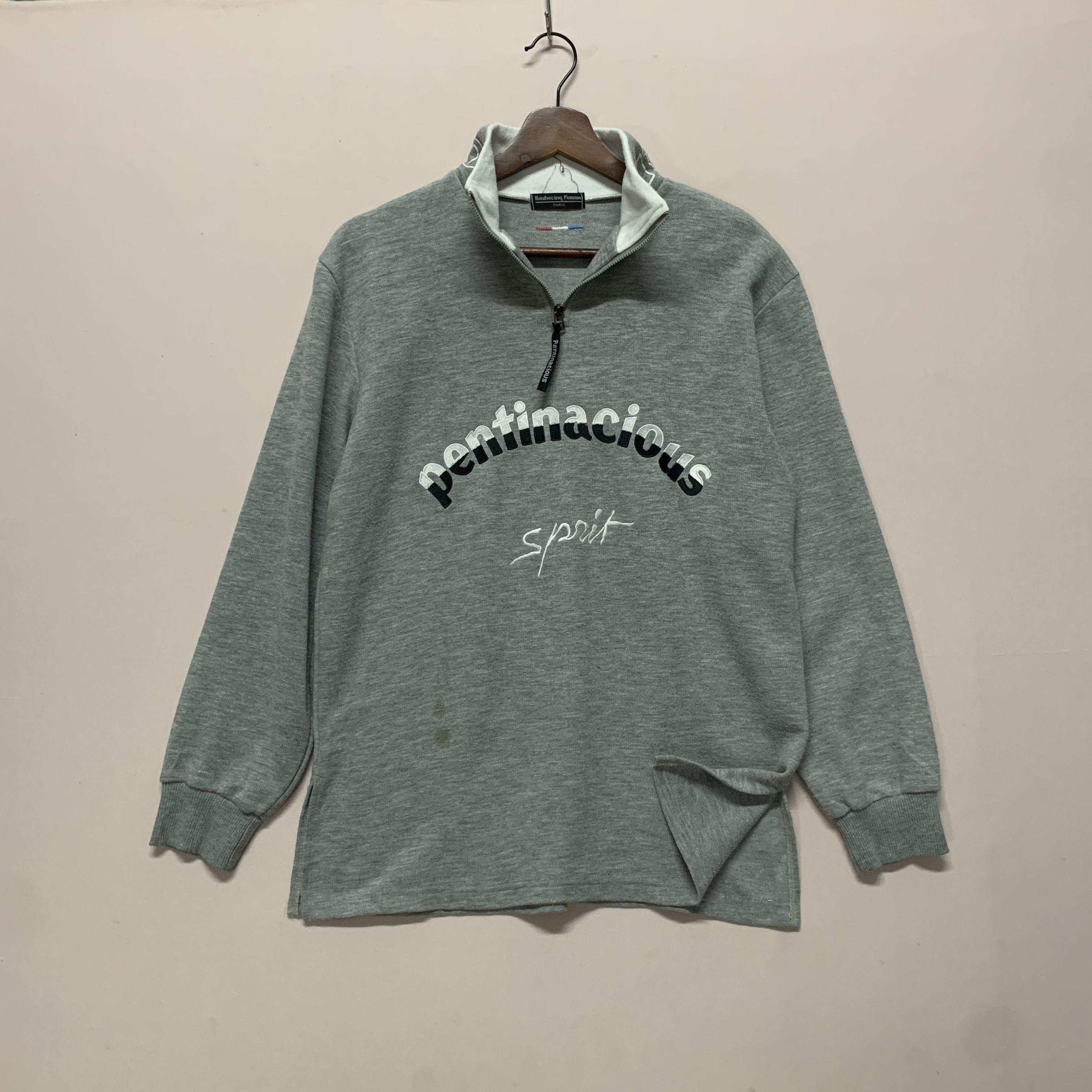 Vintage Bashecing Femme Spell Out Quarter Zip Sweatshirt