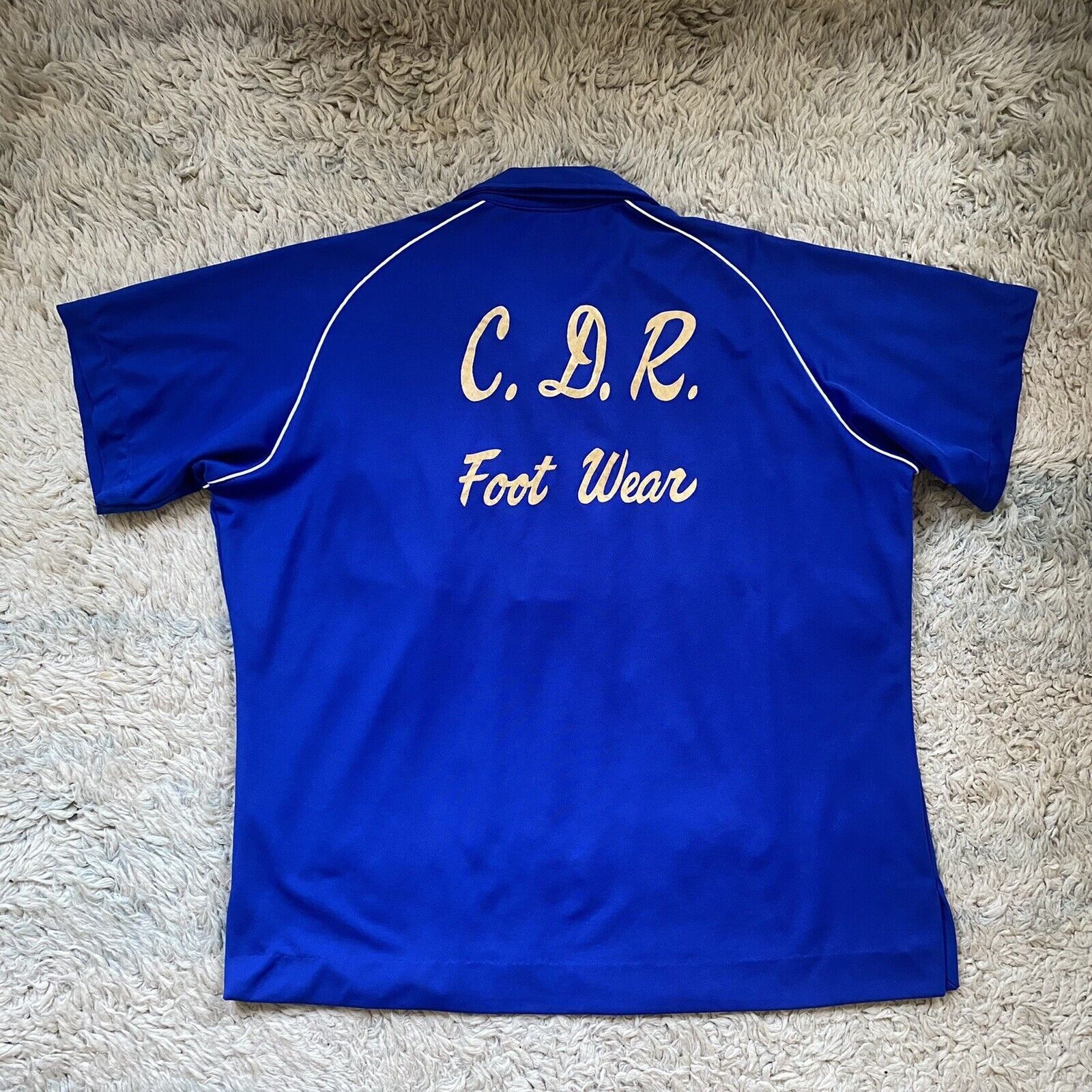 Vintage 70s Blue King Louie Polo Bowling Shirt John Chainstitch Size US L / EU 52-54 / 3 - 3 Thumbnail