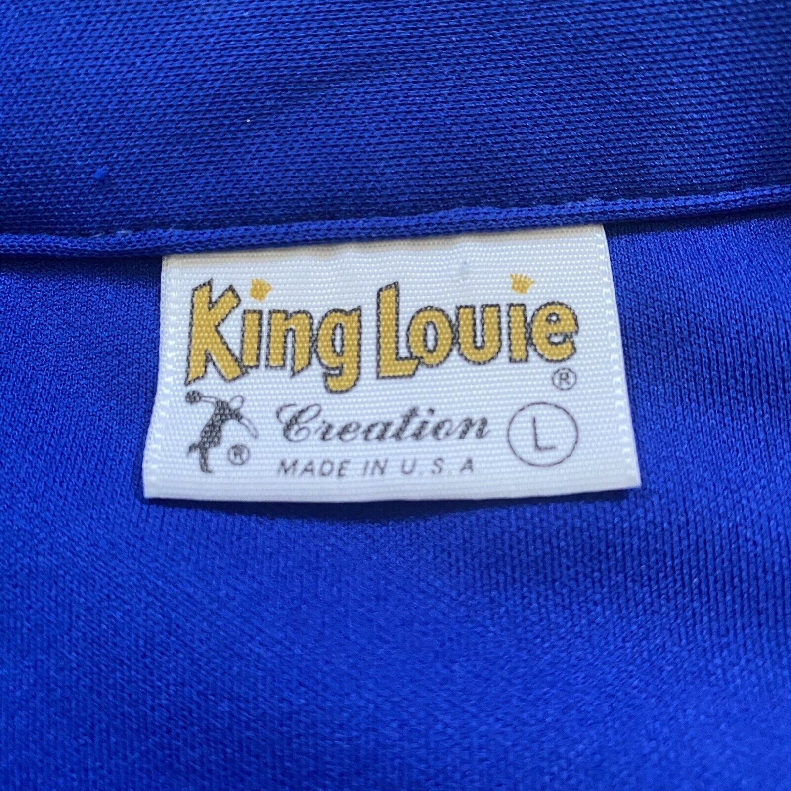 Vintage 70s Blue King Louie Polo Bowling Shirt John Chainstitch Size US L / EU 52-54 / 3 - 4 Thumbnail