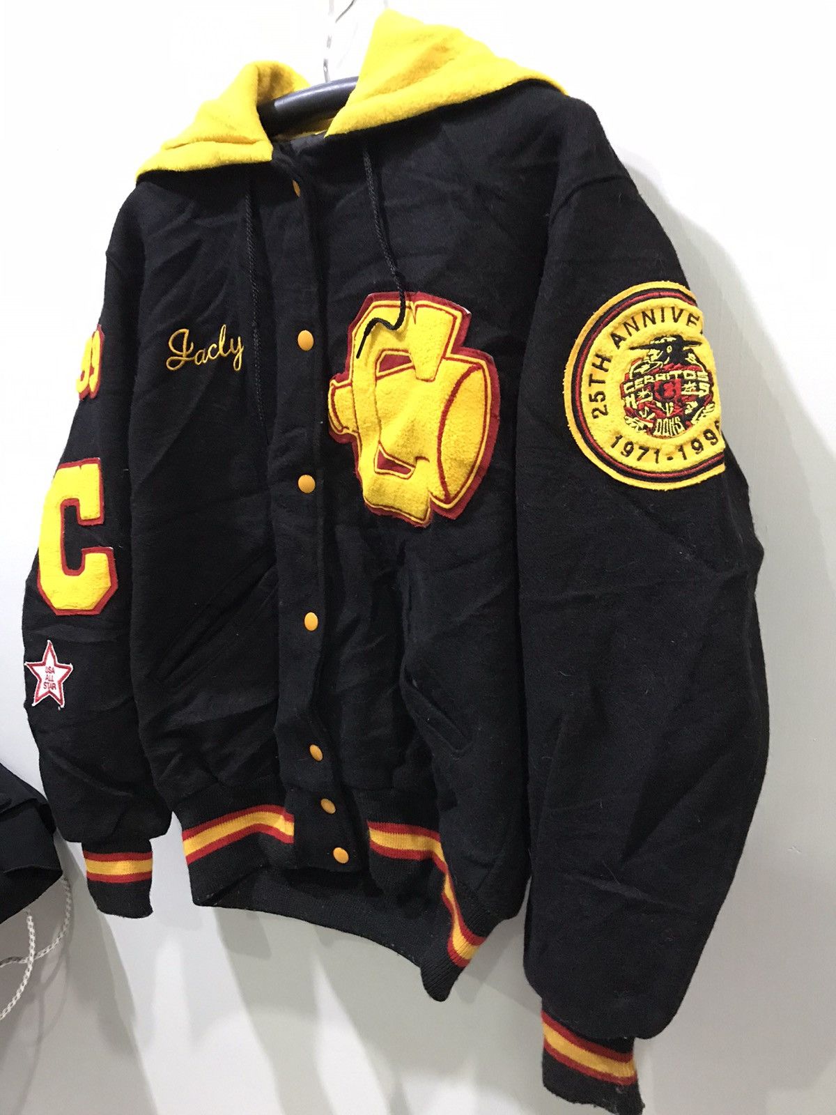 Vintage Vintage DeLONG USA Full Patch Varsity Hoodie Bomber Jacket Size US M / EU 48-50 / 2 - 12 Thumbnail