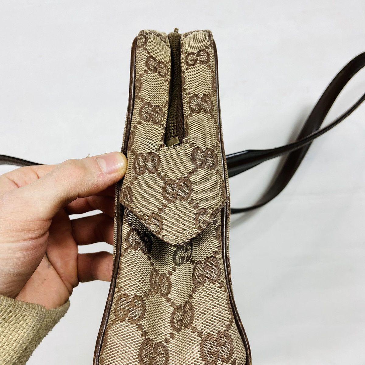 Gucci ARCHIVE GUCCI MONOGRAM CANVAS + LEATHER RARE BAG - № 6037 Size ONE SIZE - 11 Thumbnail