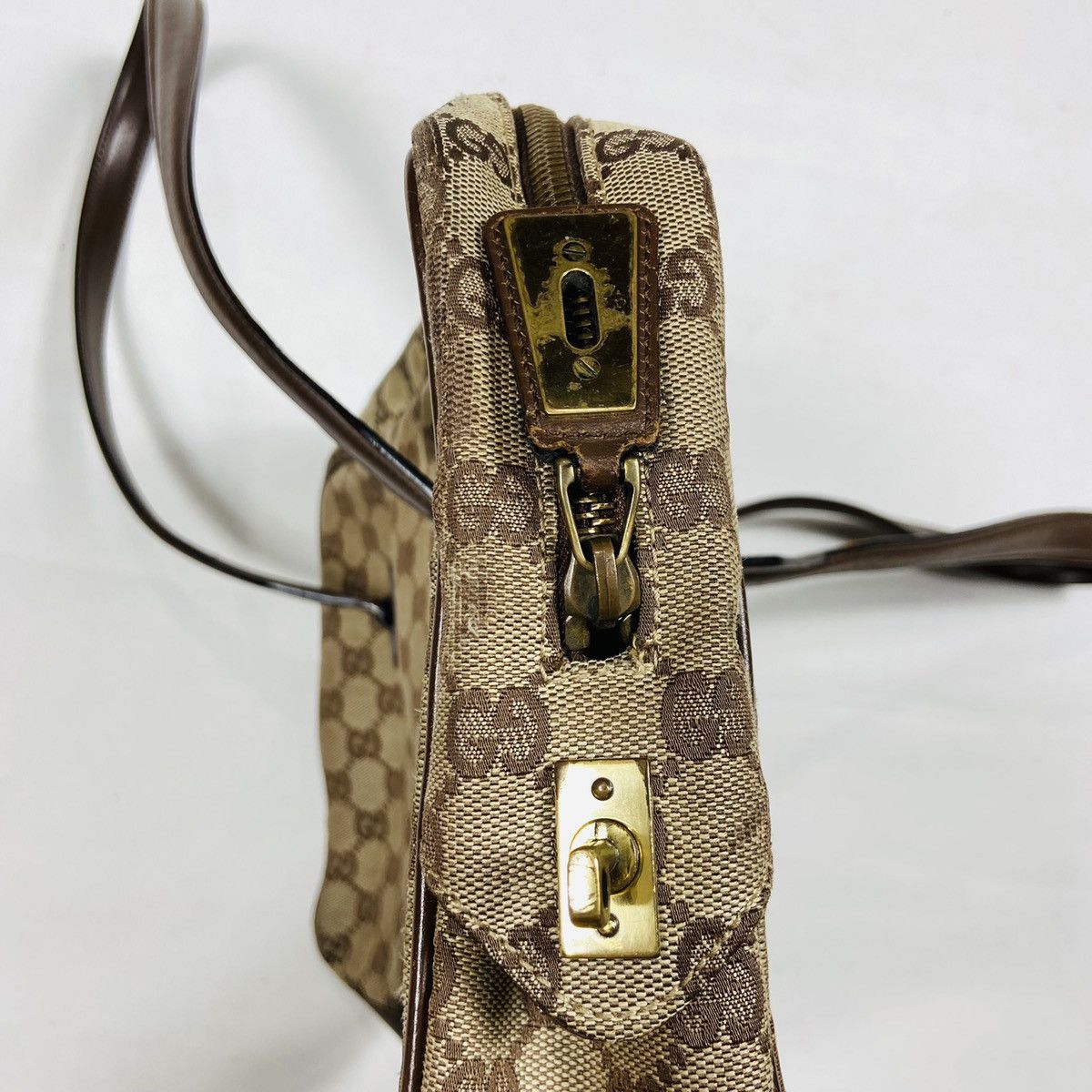 Gucci ARCHIVE GUCCI MONOGRAM CANVAS + LEATHER RARE BAG - № 6037 Size ONE SIZE - 8 Thumbnail