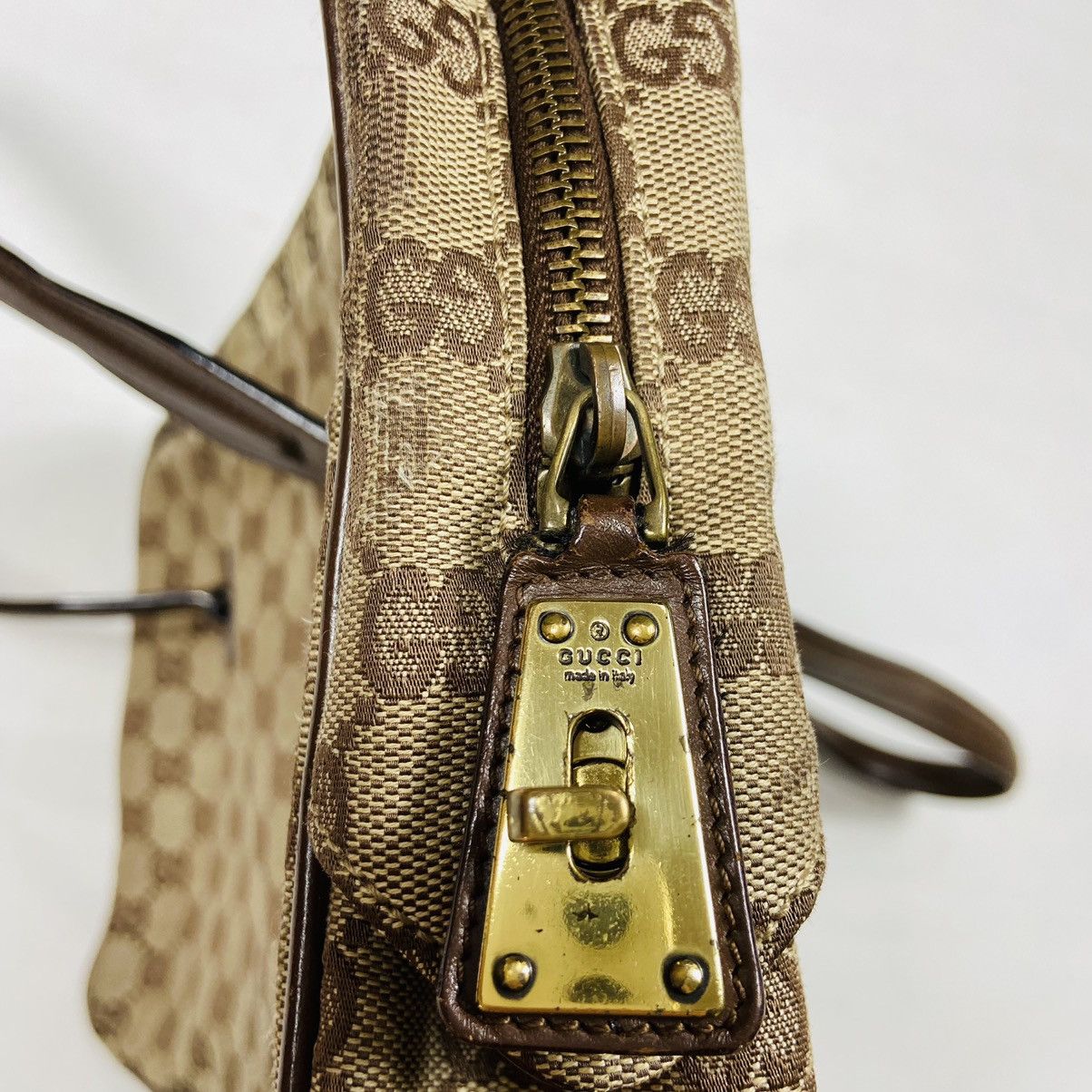 Gucci ARCHIVE GUCCI MONOGRAM CANVAS + LEATHER RARE BAG - № 6037 Size ONE SIZE - 9 Thumbnail