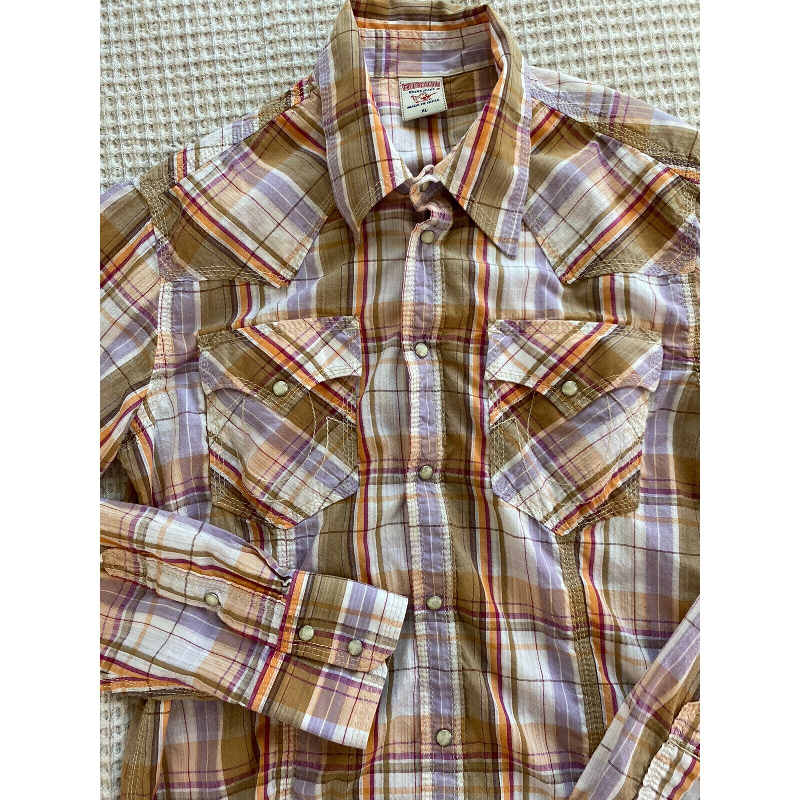 True Religion True Religion Mens Pearl Snap Button Up Shirt Mens Size XL Size US XL / EU 56 / 4 - 1 Thumbnail