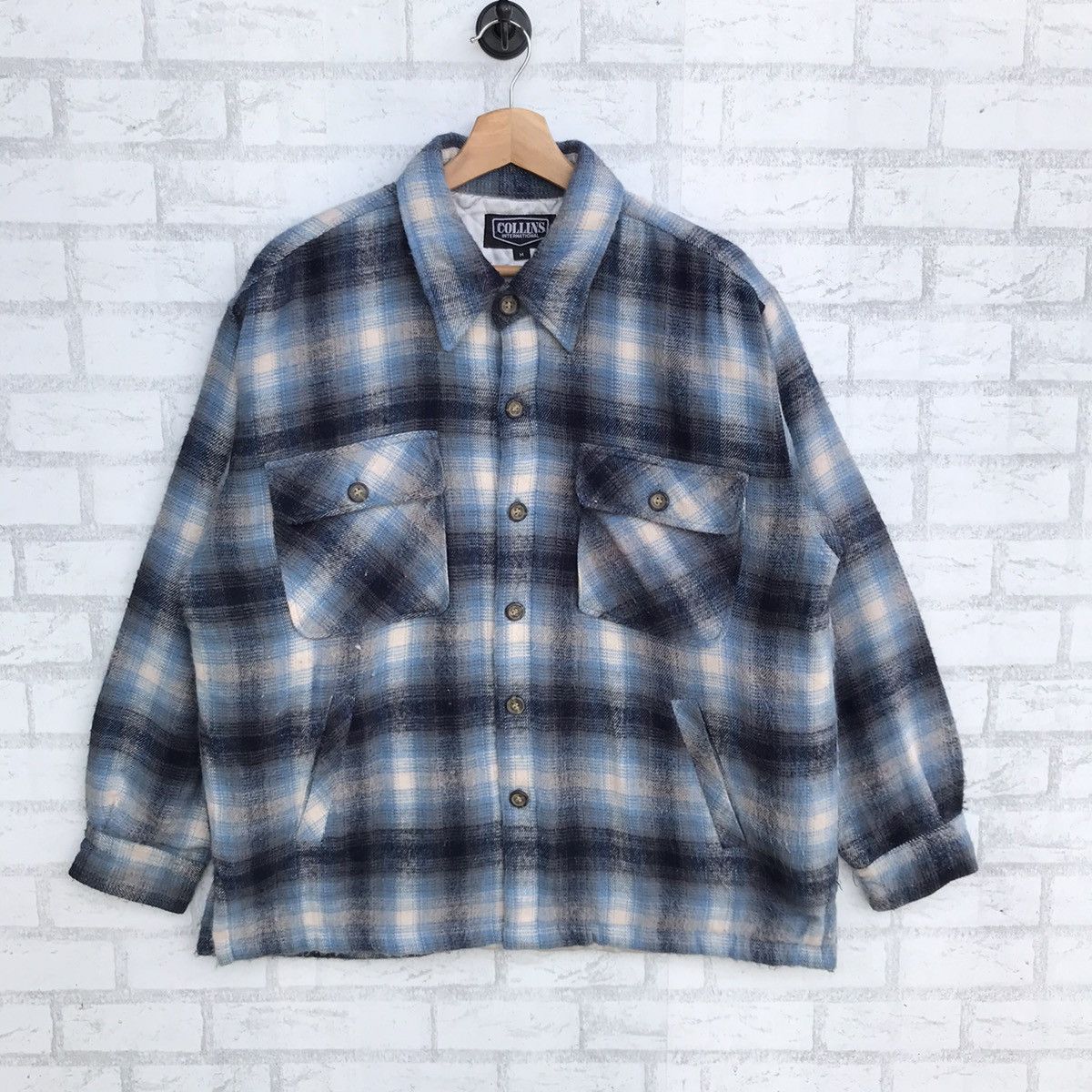 Flannel × Vintage Vtg Flannel Collins Button Up Shirt Size US L / EU 52-54 / 3 - 1 Thumbnail