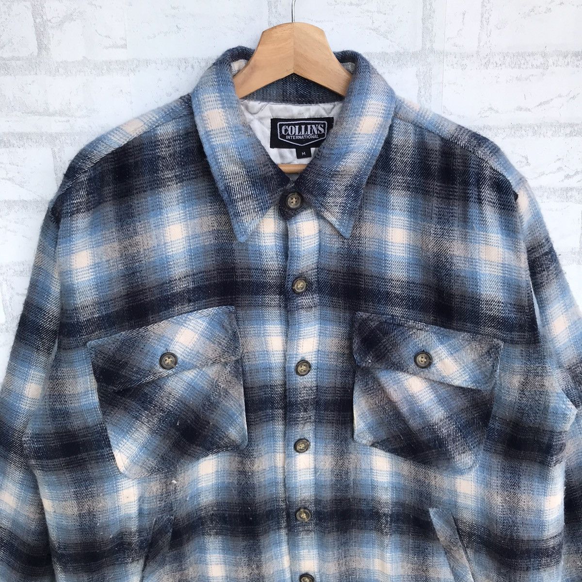 Flannel × Vintage Vtg Flannel Collins Button Up Shirt Size US L / EU 52-54 / 3 - 4 Thumbnail