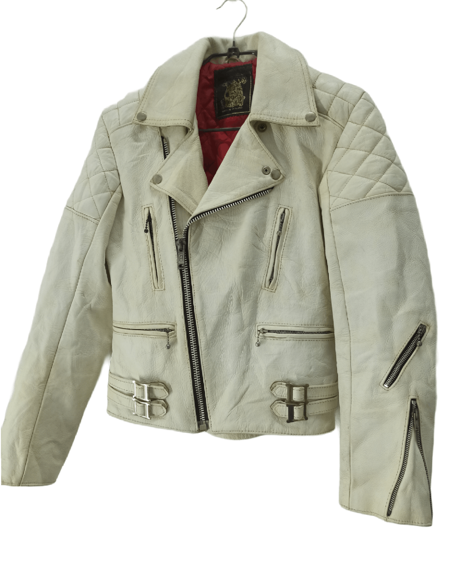 Triple6 Biker Jacket White Leather Made in England
