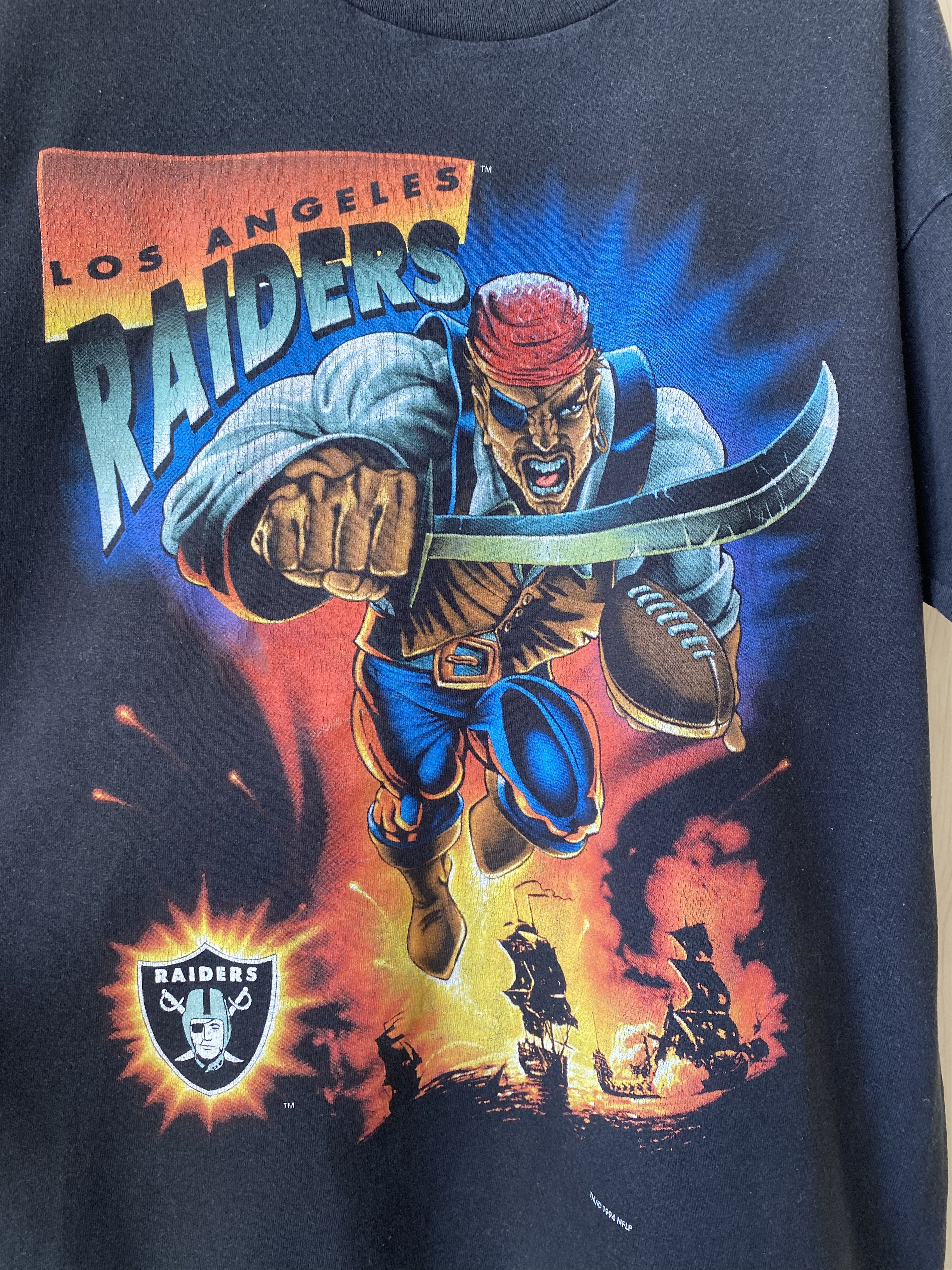 NFL × Vintage Vintage 1994 Los Angeles Raiders Pirate t-shirt Size US L / EU 52-54 / 3 - 6 Thumbnail