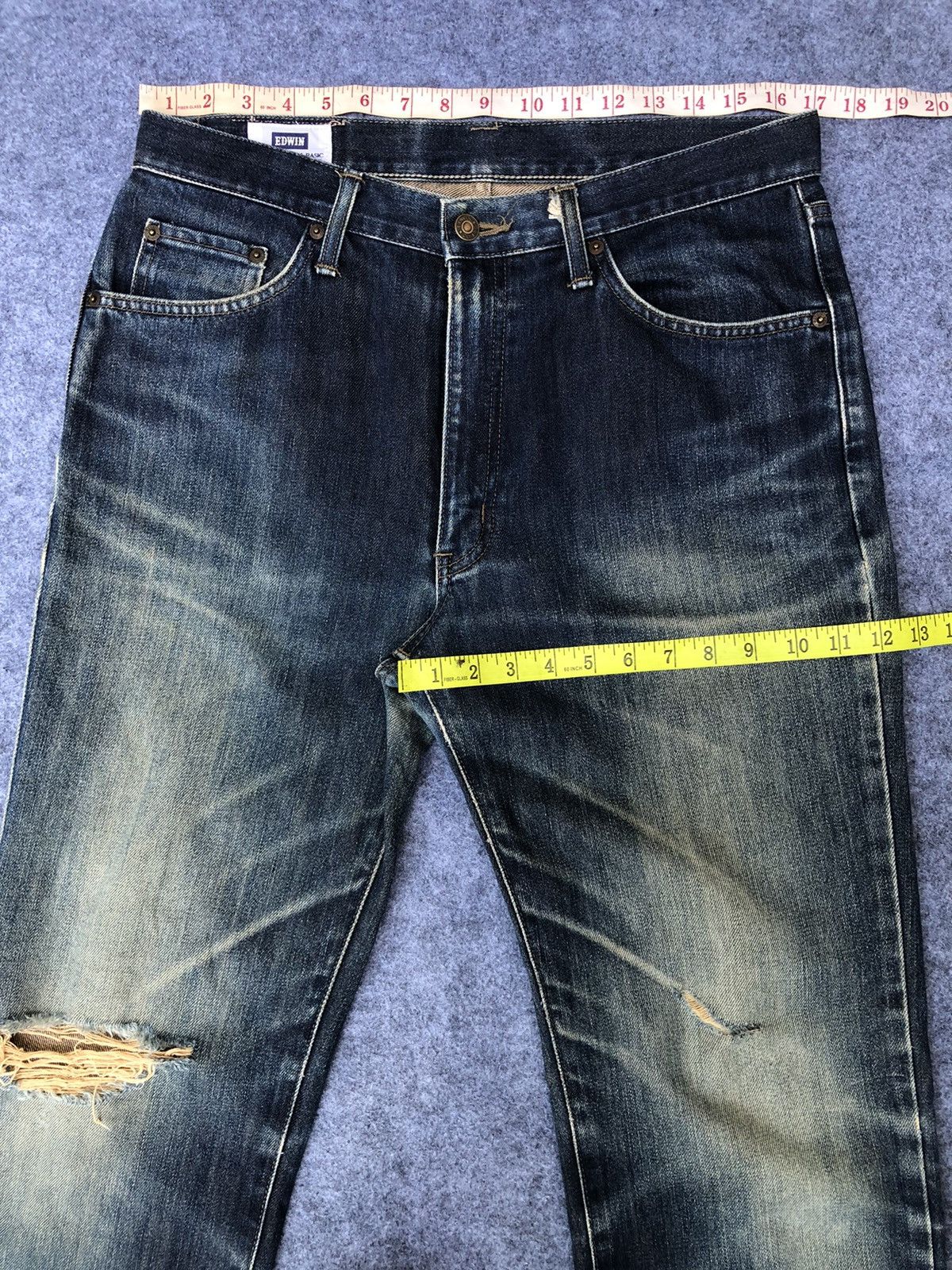 Edwin Last Drop🔥Rare🔥HOT🔥Edwin 403 Distressed Denim jeans Size US 34 / EU 50 - 13 Thumbnail