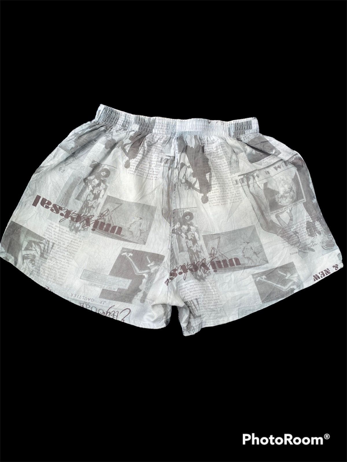 Gaultier Homme Objet × Jean Paul Gaultier ARCHIVE! JPG Homme Vtg Fullprint Art Newspapers Short Size US 34 / EU 50 - 2 Thumbnail