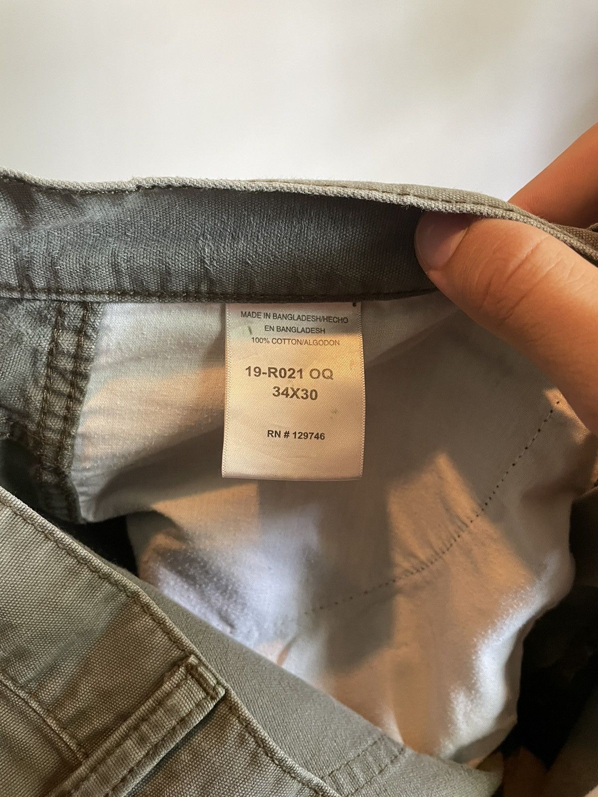 Vintage 1990s Carpenter Workwear Pants Faded Olive Green 34x30 Size US 34 / EU 50 - 7 Thumbnail