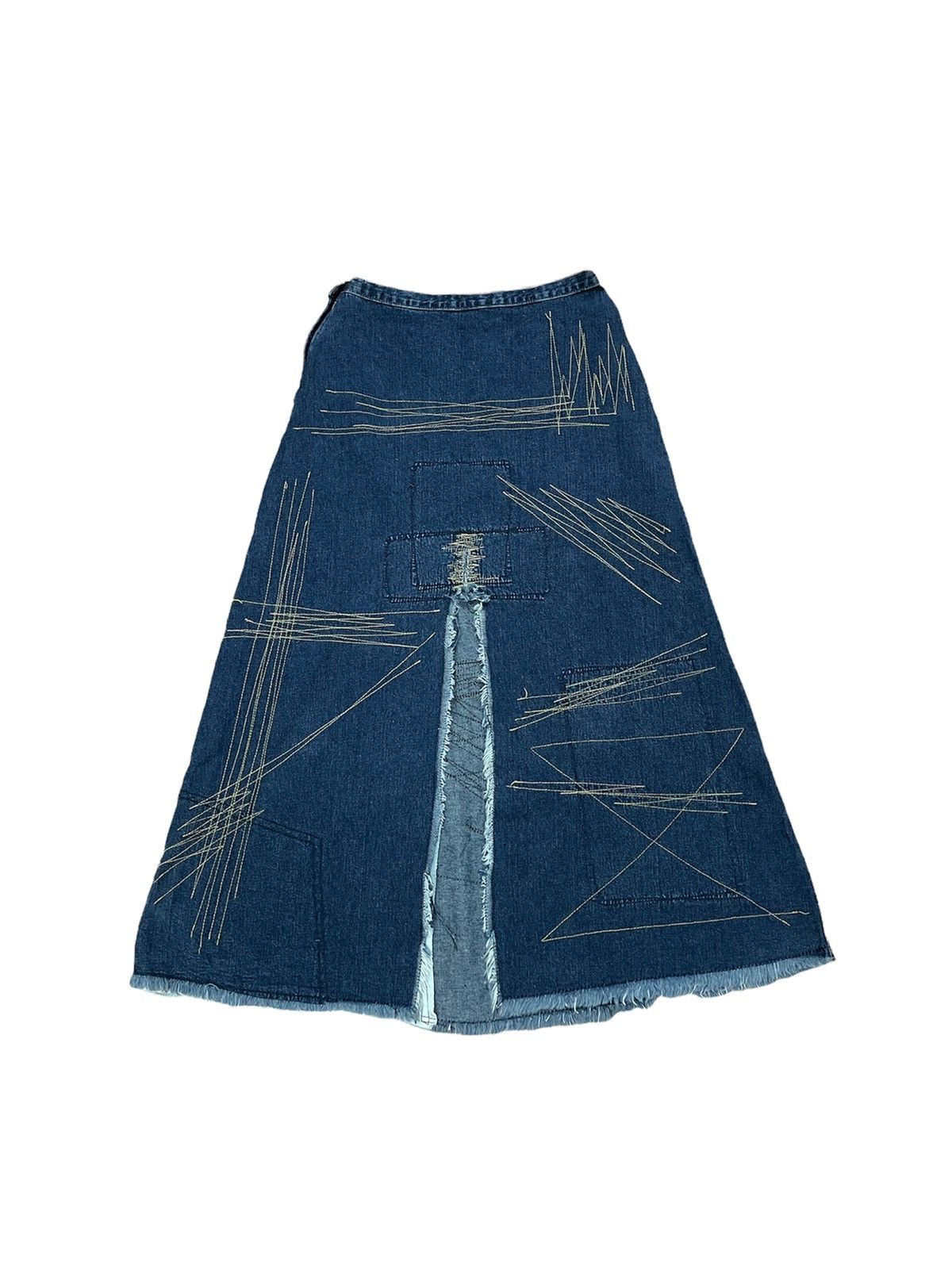 Designer × Hysteric Glamour × Japanese Brand Hysteric Glamour Denim Zigzag Designer Skirt Size 27" / US 4 / IT 40 - 2 Thumbnail
