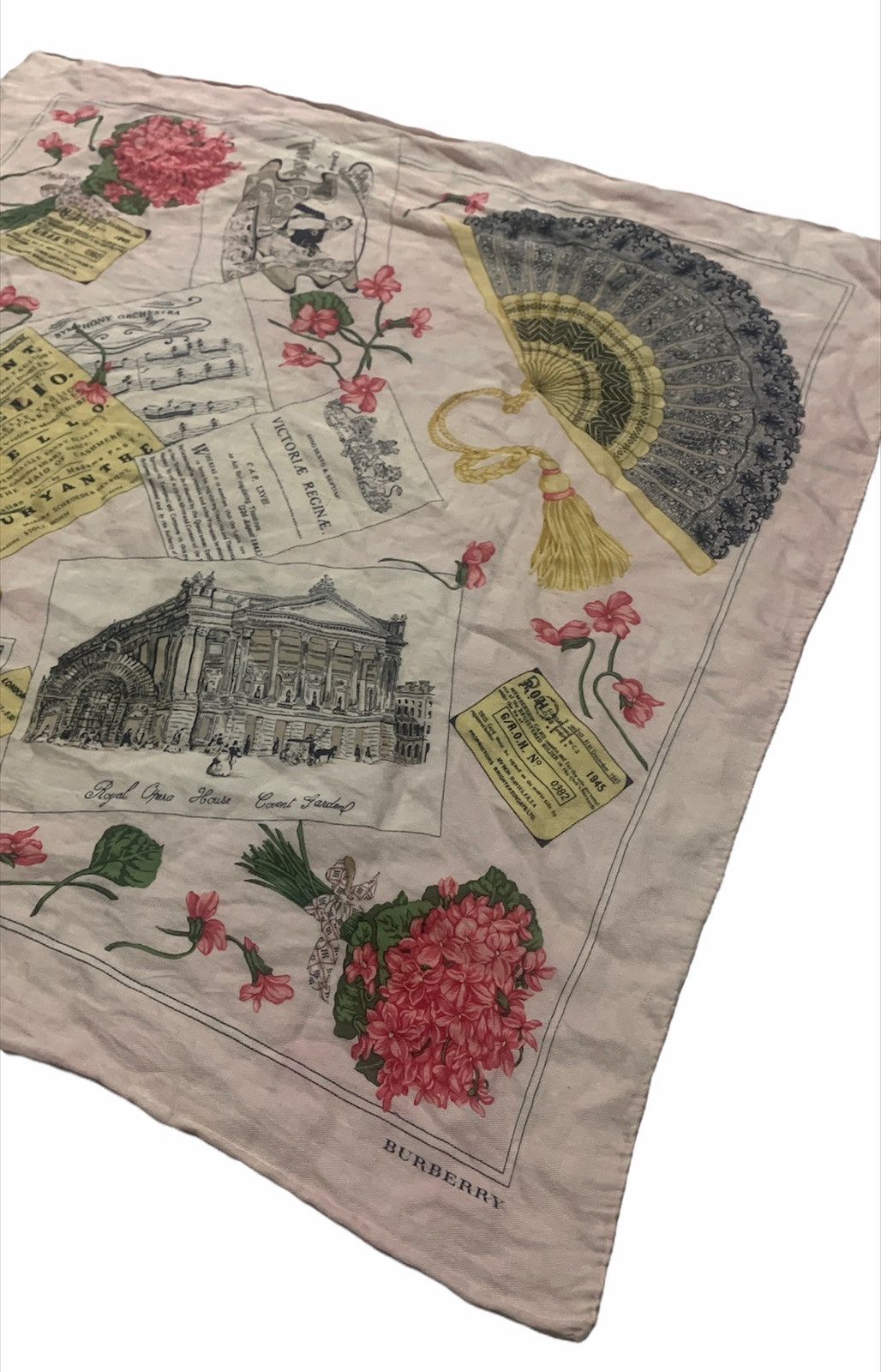 Vintage Burberry London classic floral silk scarf