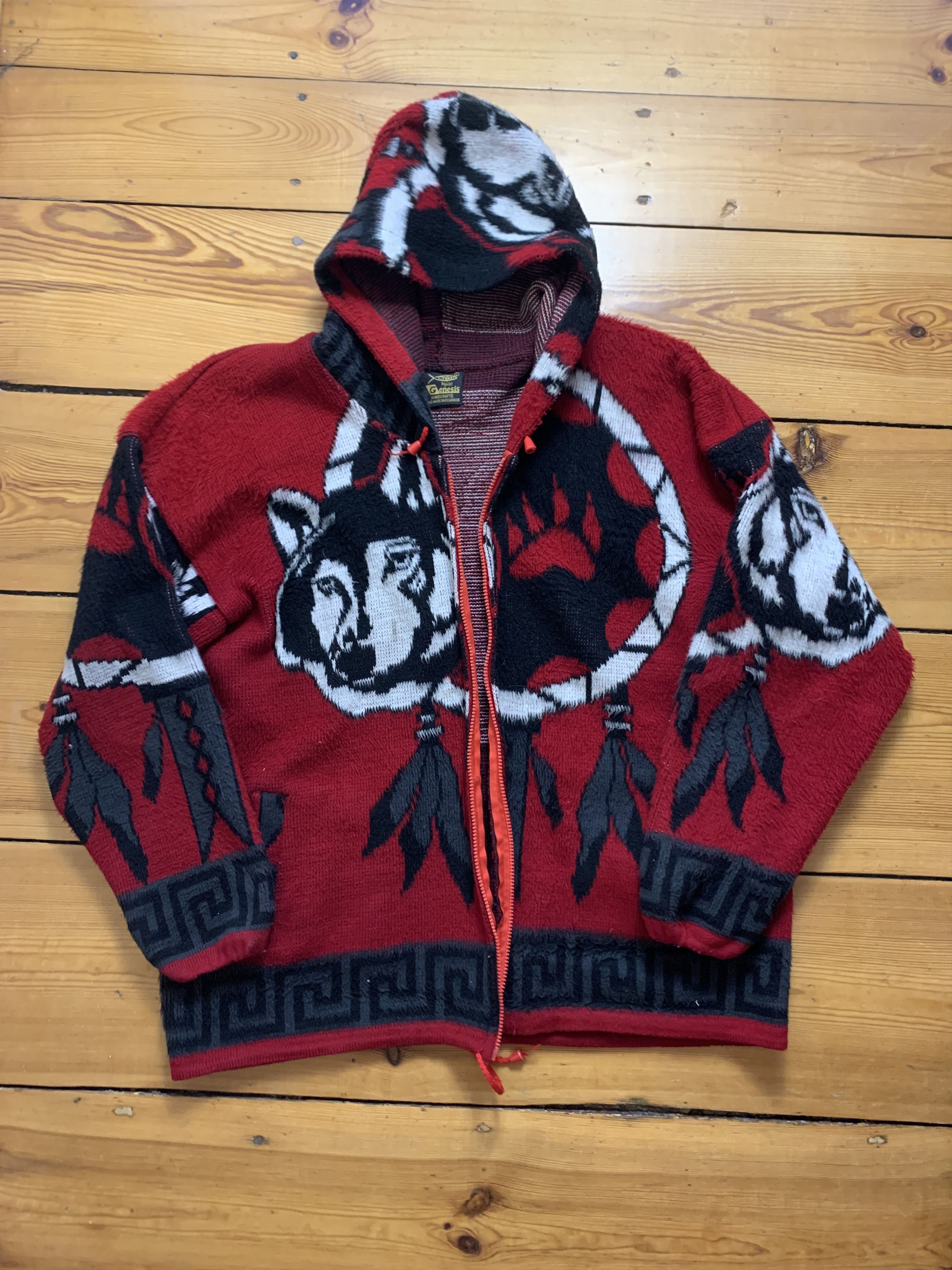Vintage 80’s Ecuador Knits All Over Indian Wolf Wool Jacket