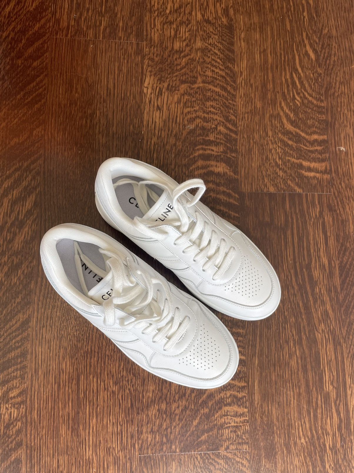 CELINE TRAINER LOW LACE-UP SNEAKER IN CALFSKIN OPTIC WHITE 36