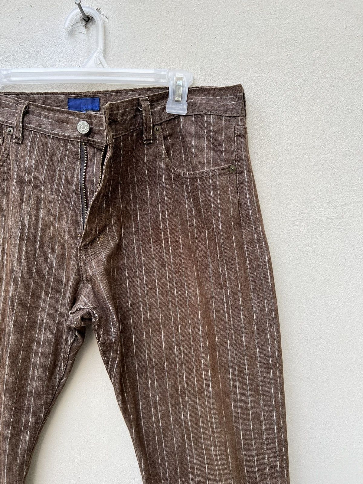 Beams Plus × Vintage Vintage 90s Beams Japan Distressed Sun Fade Striped Jeans Size US 31 - 8 Thumbnail