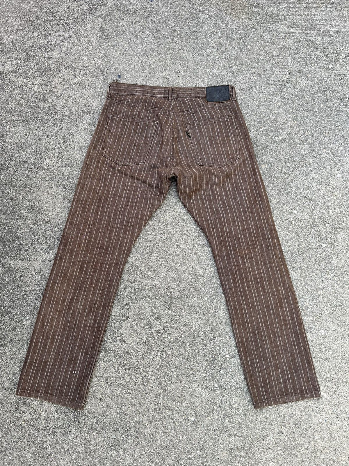 Beams Plus × Vintage Vintage 90s Beams Japan Distressed Sun Fade Striped Jeans Size US 31 - 2 Thumbnail