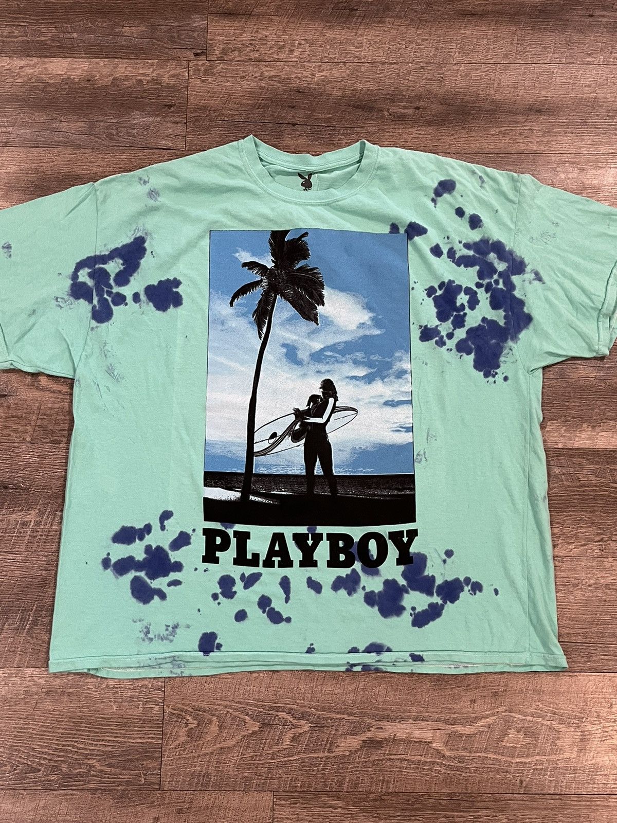 Playboy Playboy Aqua Tie Dye Tee Shirt Size 2XL Size US XXL / EU 58 / 5 - 1 Thumbnail