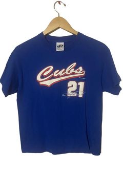 Vintage 80s Mens S Chicago Cubs Chalkline Pinstripe MLB Baseball T