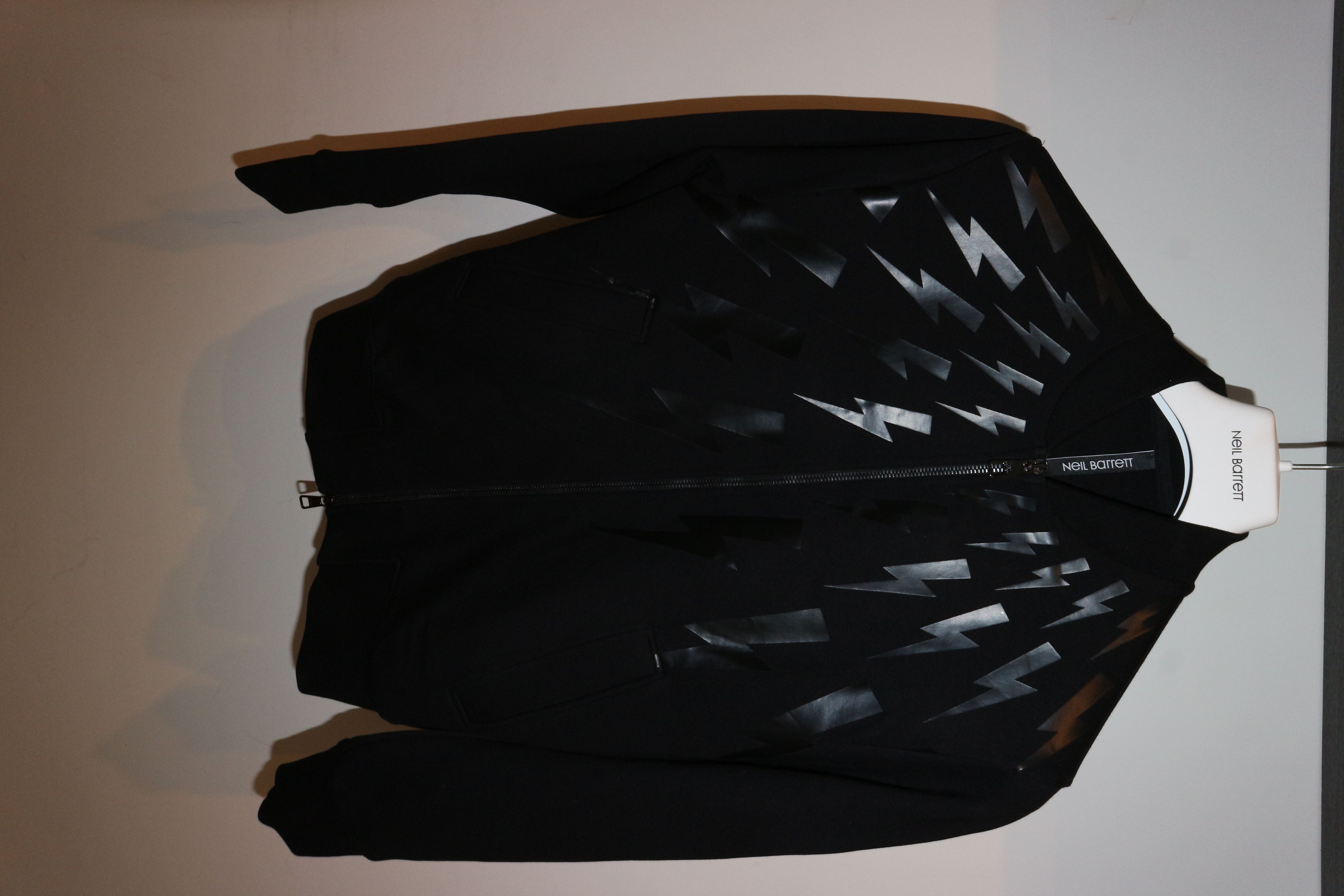 image of Neil Barrett Lightning Bolt Print Bomber Jacket in Black, Men's (Size Large)