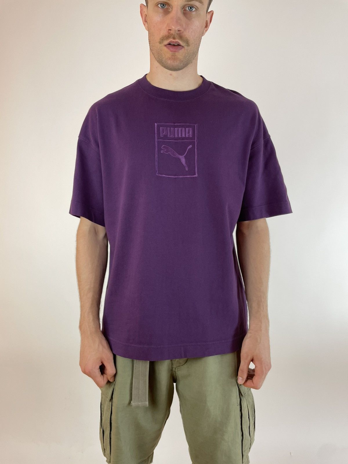 Puma PUMA big logo 2018s collections oversized purple T-shirt Size US L / EU 52-54 / 3 - 3 Thumbnail