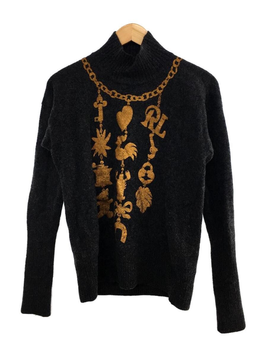 Pendant Chain Necklace Wool Turtleneck Knit Sweater