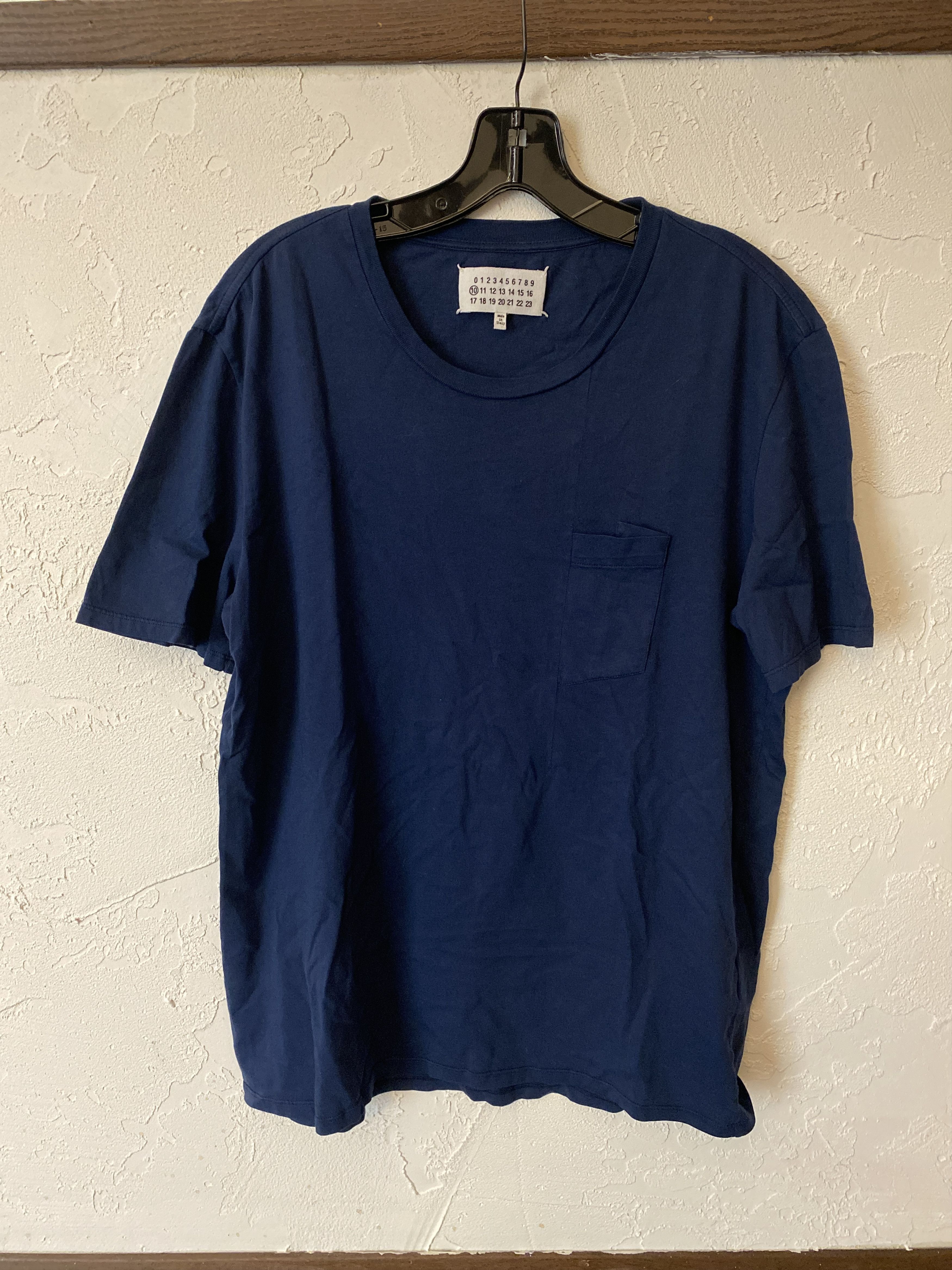 image of Maison Margiela Folded Pocket T Shirt Size 50 in Blue, Men's