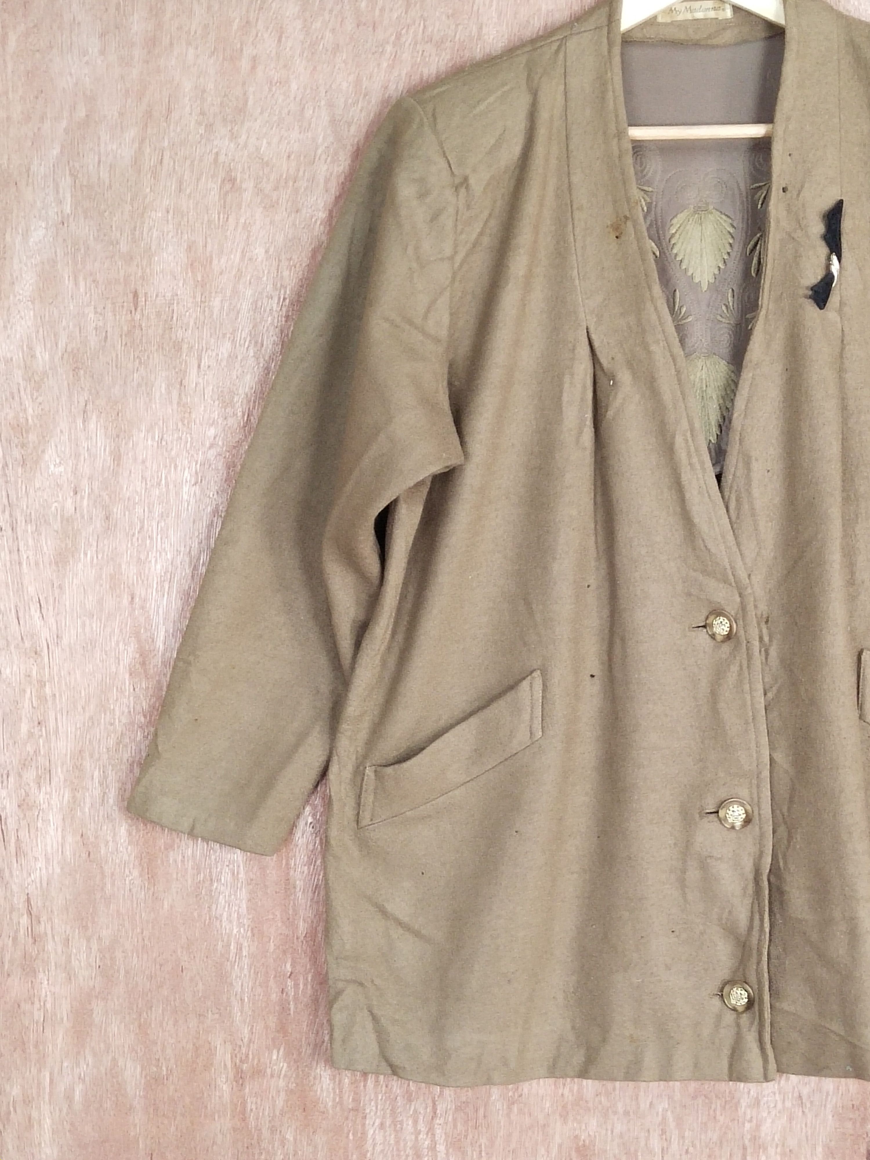 Japanese Brand My Madonna brown thrashed distressed cardigan #S187 Size US L / EU 52-54 / 3 - 7 Thumbnail