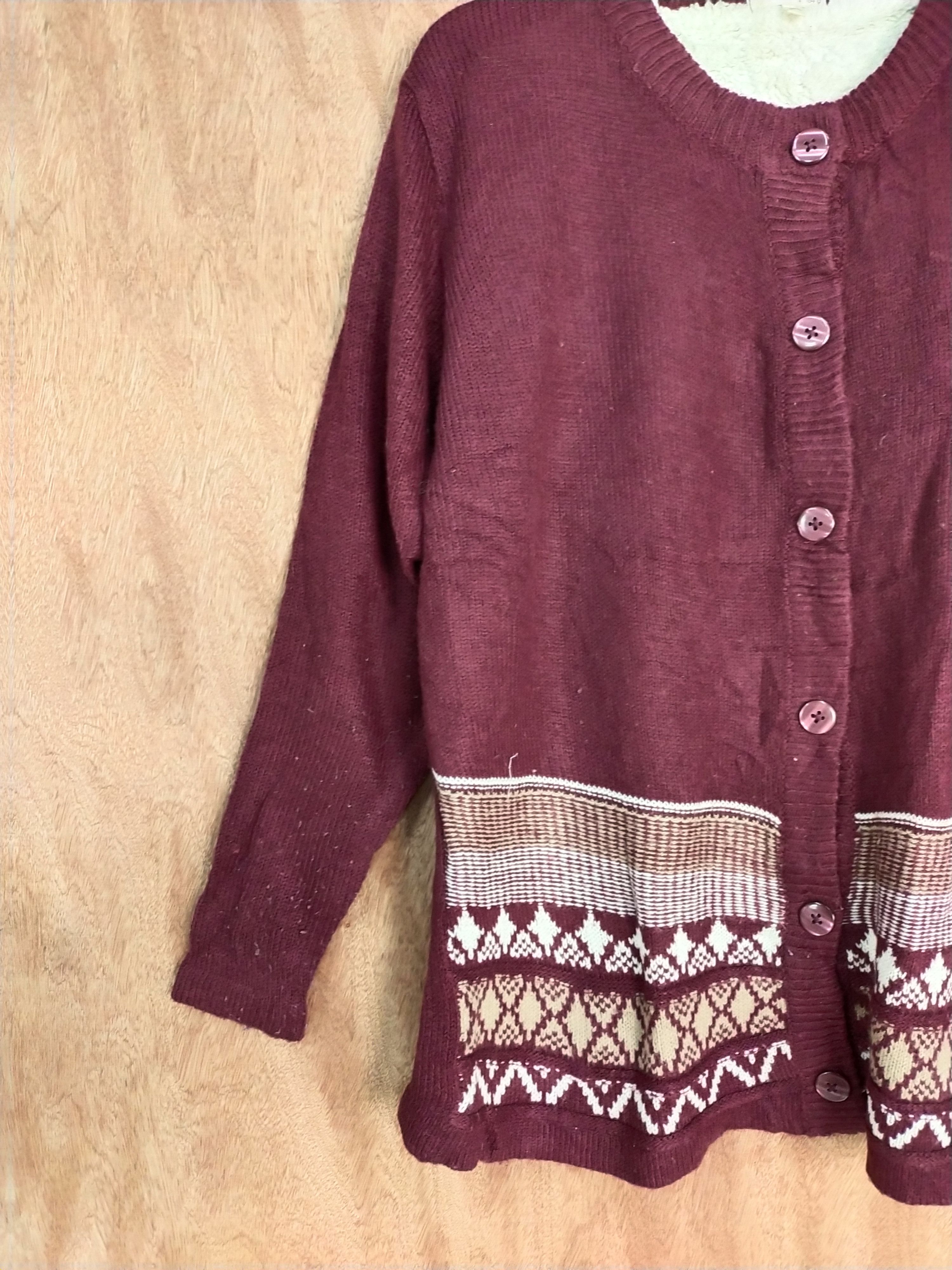Homespun Knitwear × Japanese Brand Ven maroon knitwear art japan cardigan #S168 Size US M / EU 48-50 / 2 - 4 Thumbnail