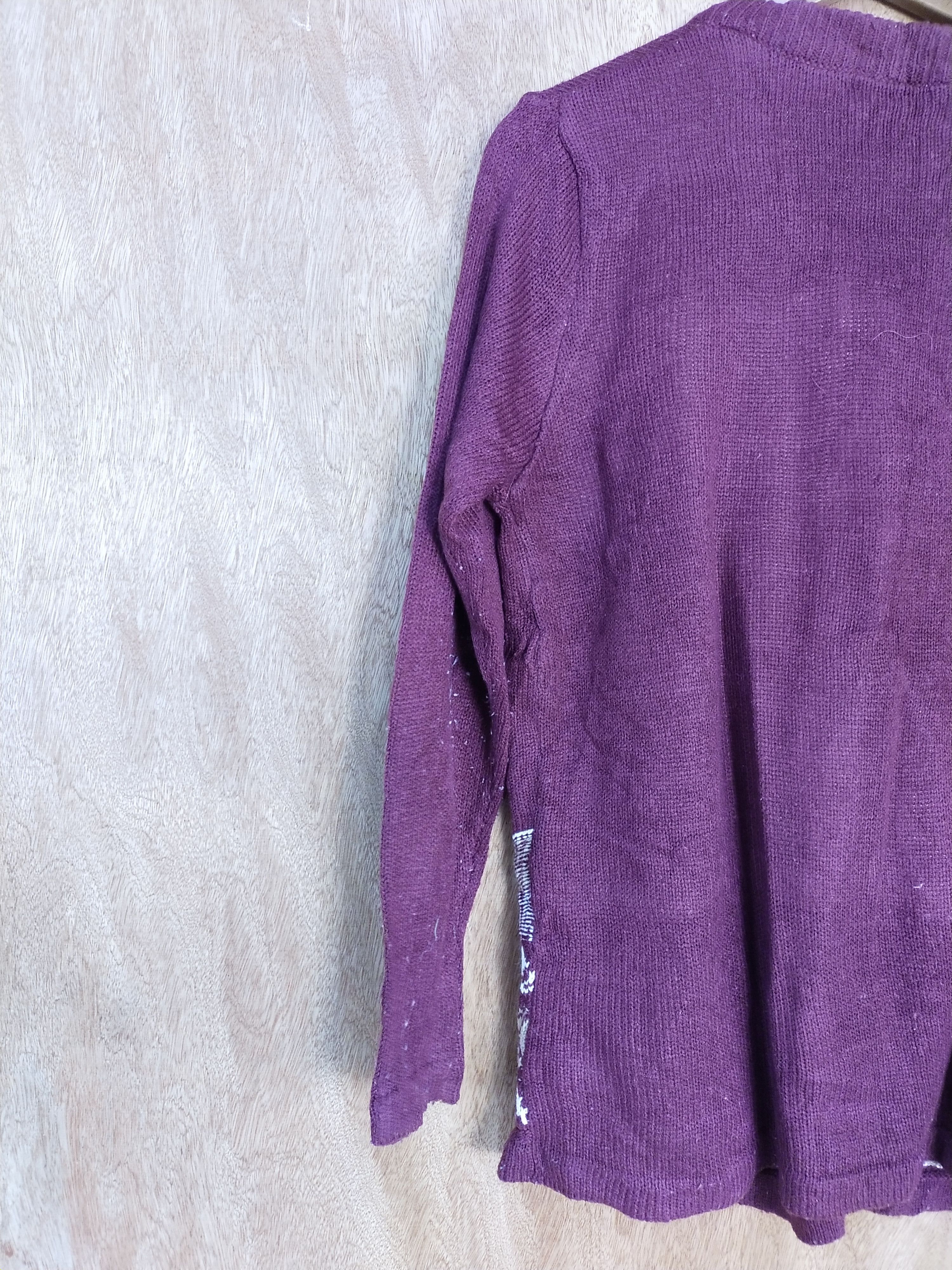 Homespun Knitwear × Japanese Brand Ven maroon knitwear art japan cardigan #S168 Size US M / EU 48-50 / 2 - 9 Thumbnail