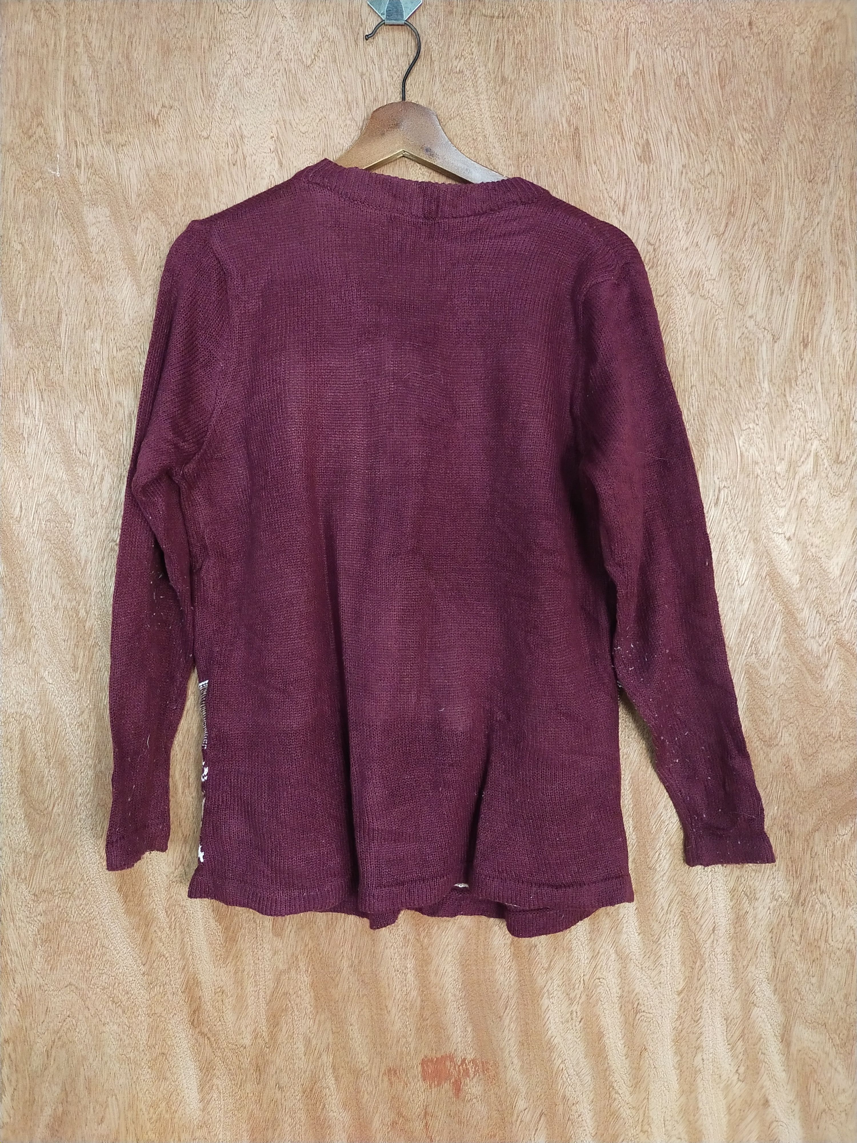 Homespun Knitwear × Japanese Brand Ven maroon knitwear art japan cardigan #S168 Size US M / EU 48-50 / 2 - 7 Thumbnail