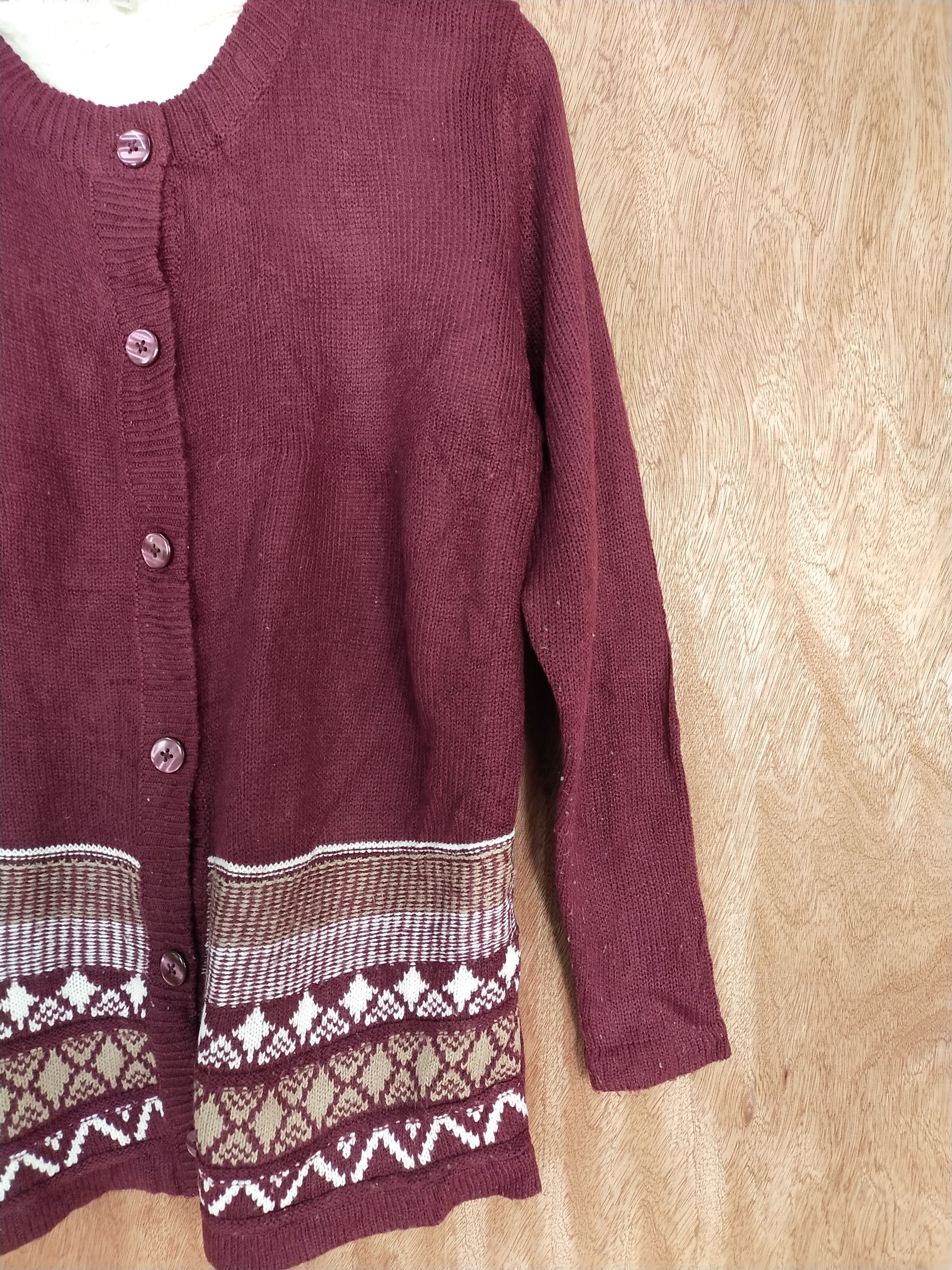 Homespun Knitwear × Japanese Brand Ven maroon knitwear art japan cardigan #S168 Size US M / EU 48-50 / 2 - 3 Thumbnail