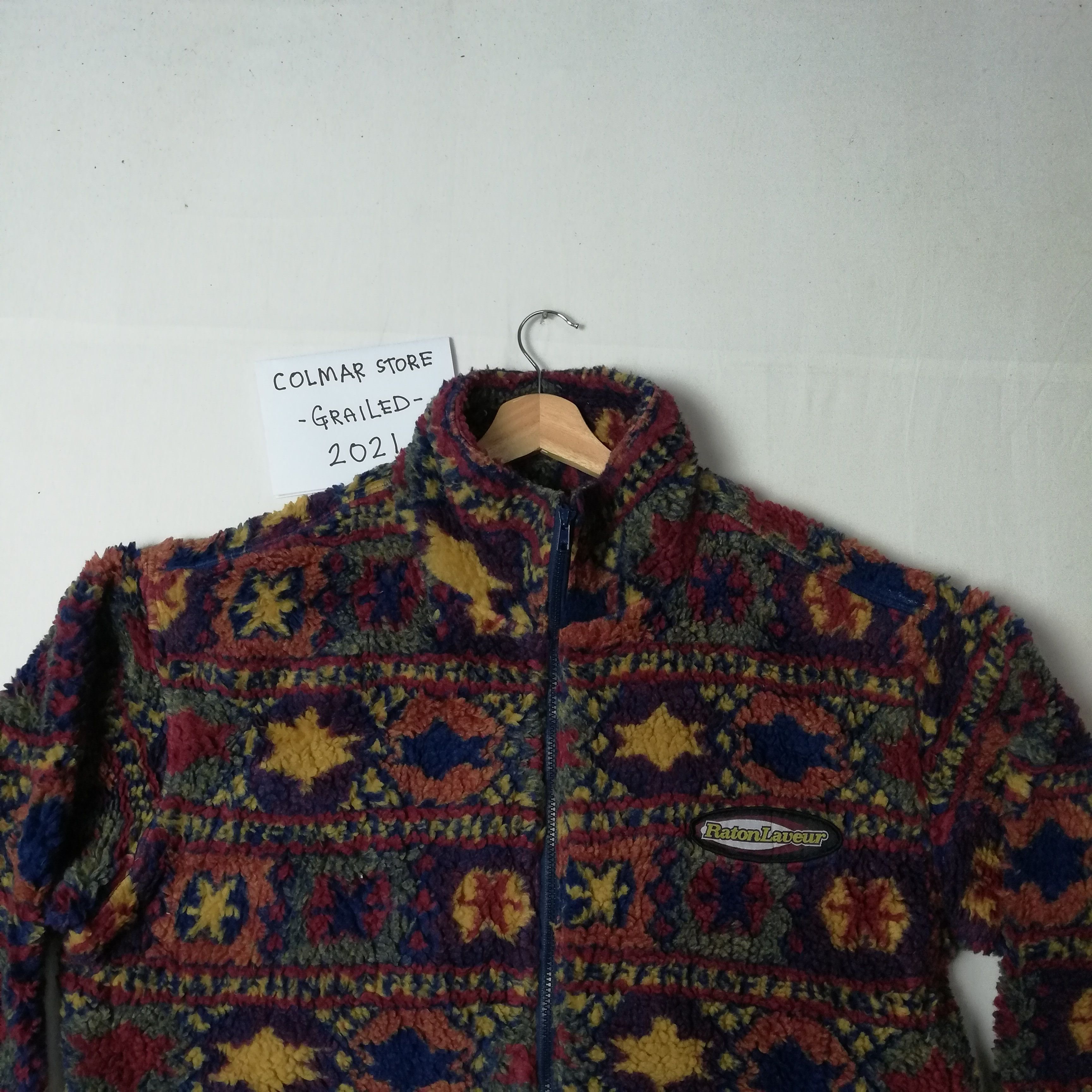 Japanese Brand Vintage Ratonlaveur Sherpa Fleece Art Zipper Jacket Size US XXL / EU 58 / 5 - 2 Thumbnail