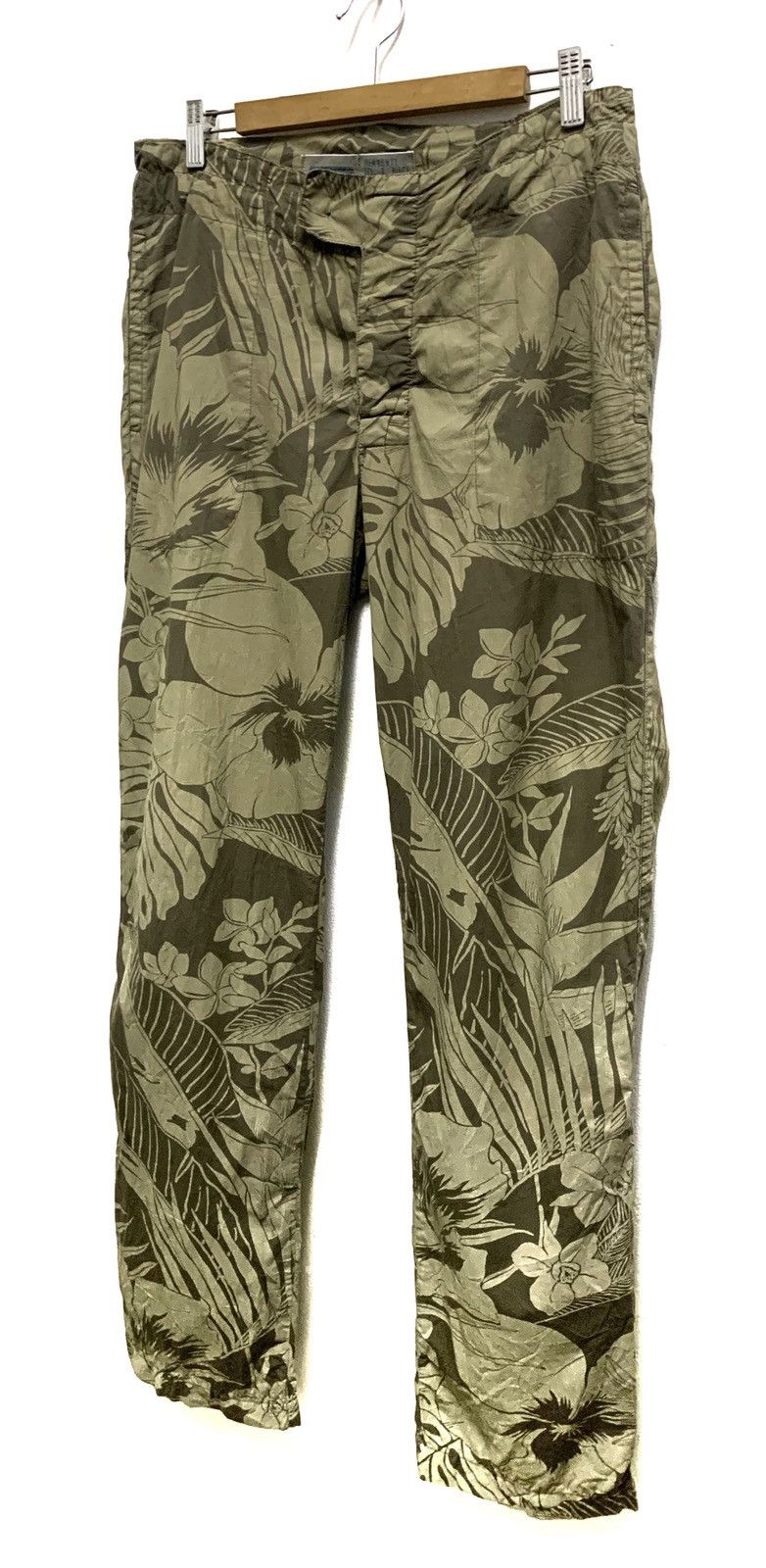 Full Prints Floral Army Green Summer Pants
