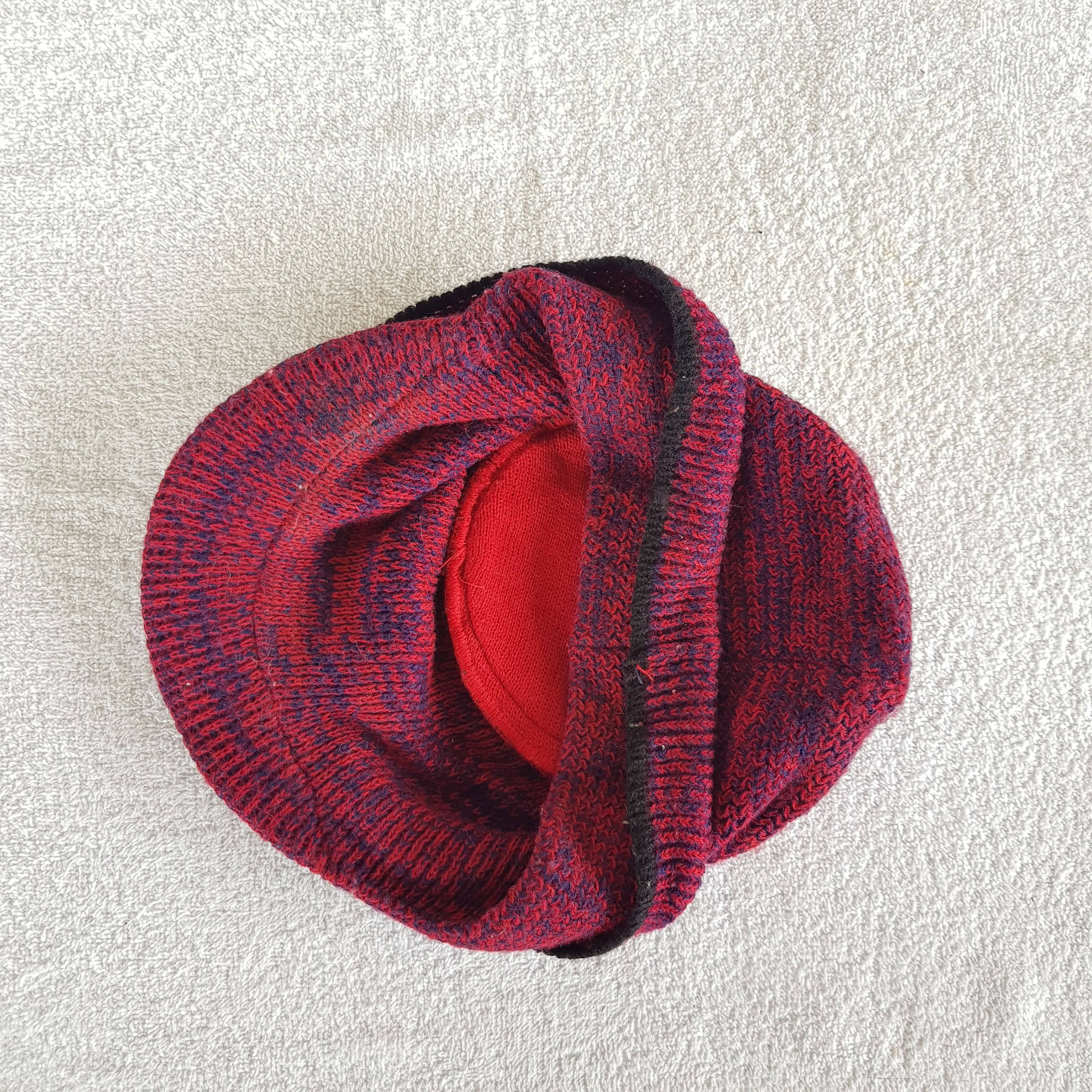 Japanese Brand × Vintage Unknown Burgundy Beanie Snow Cap Japanese Brand Hats Size ONE SIZE - 6 Thumbnail