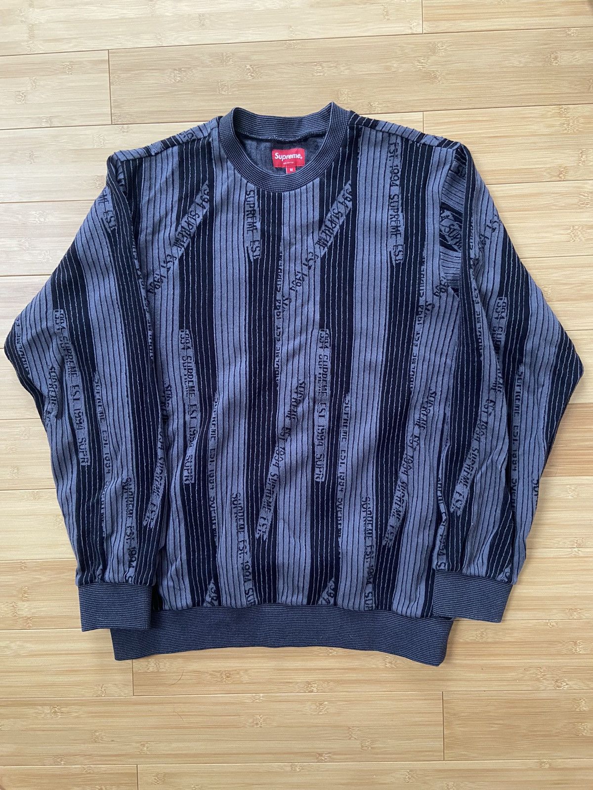 Supreme Textured Stripe Crewneck (FW20) - $118