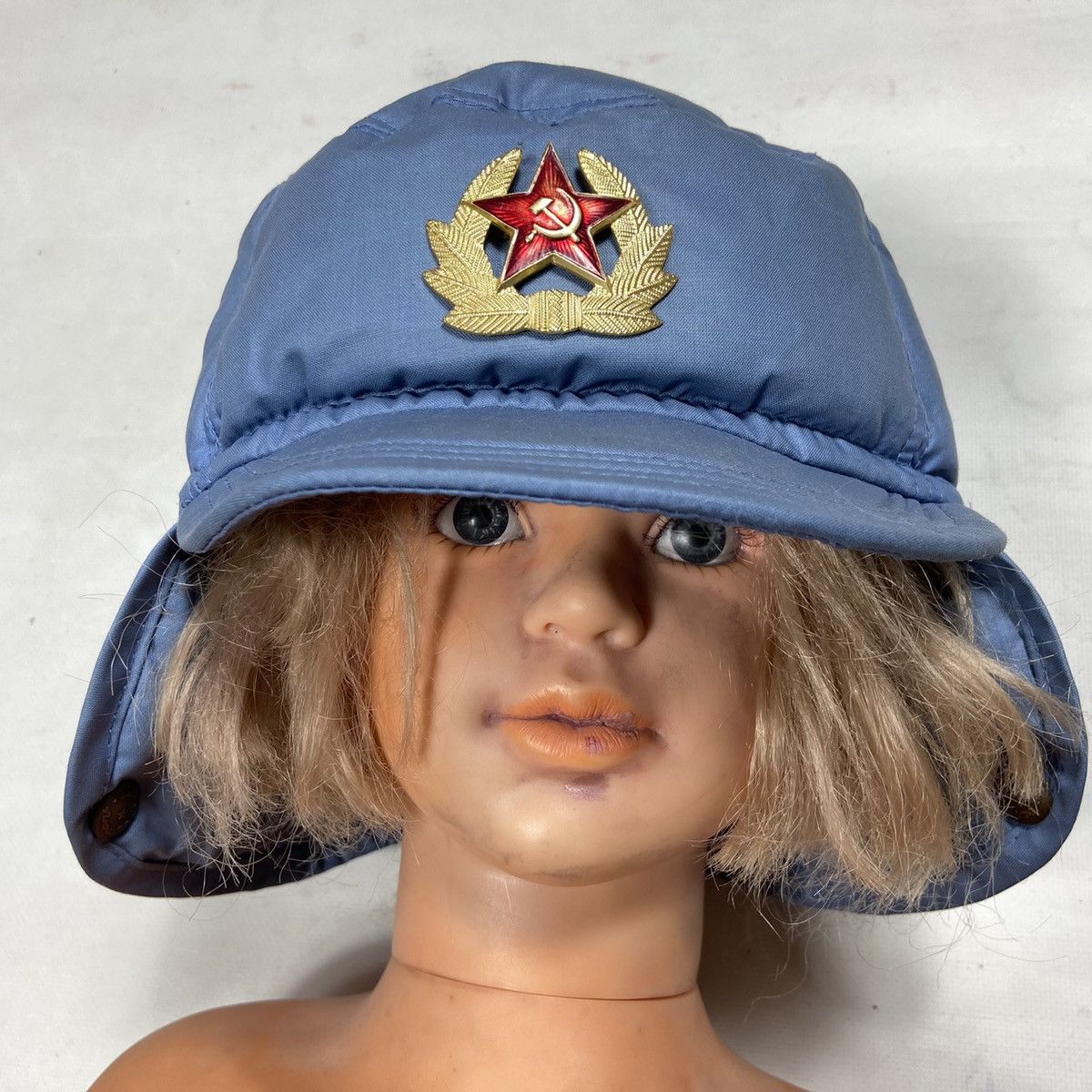 Vintage Gosha Rubchinskiy style - СССР 1970s - HAT WITH EAR FLAPS Size ONE SIZE - 1 Thumbnail