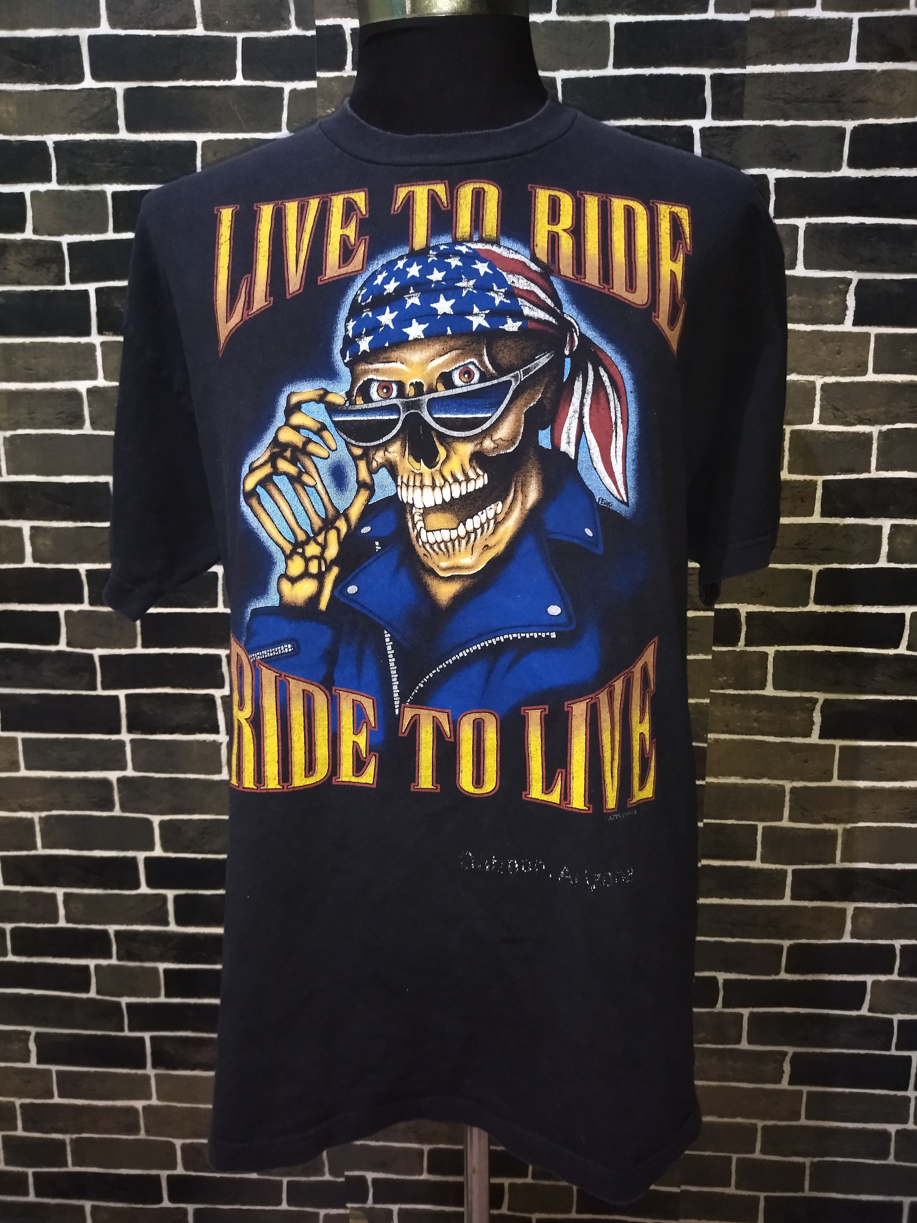 Harley Davidson × Vintage Vintage 90s Live To Ride Ride To Live Tshirt Size US XL / EU 56 / 4 - 1 Thumbnail