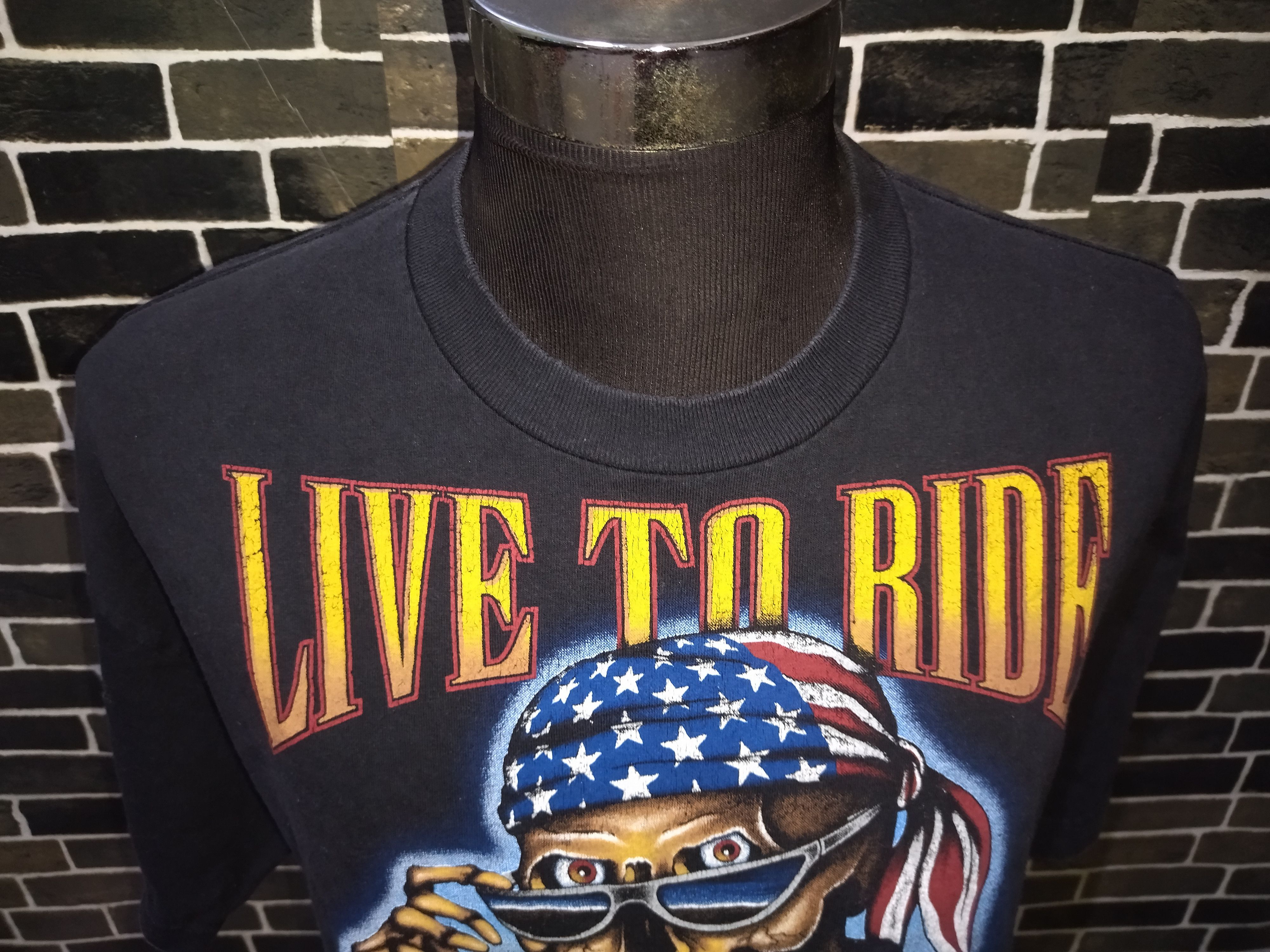 Harley Davidson × Vintage Vintage 90s Live To Ride Ride To Live Tshirt Size US XL / EU 56 / 4 - 4 Thumbnail