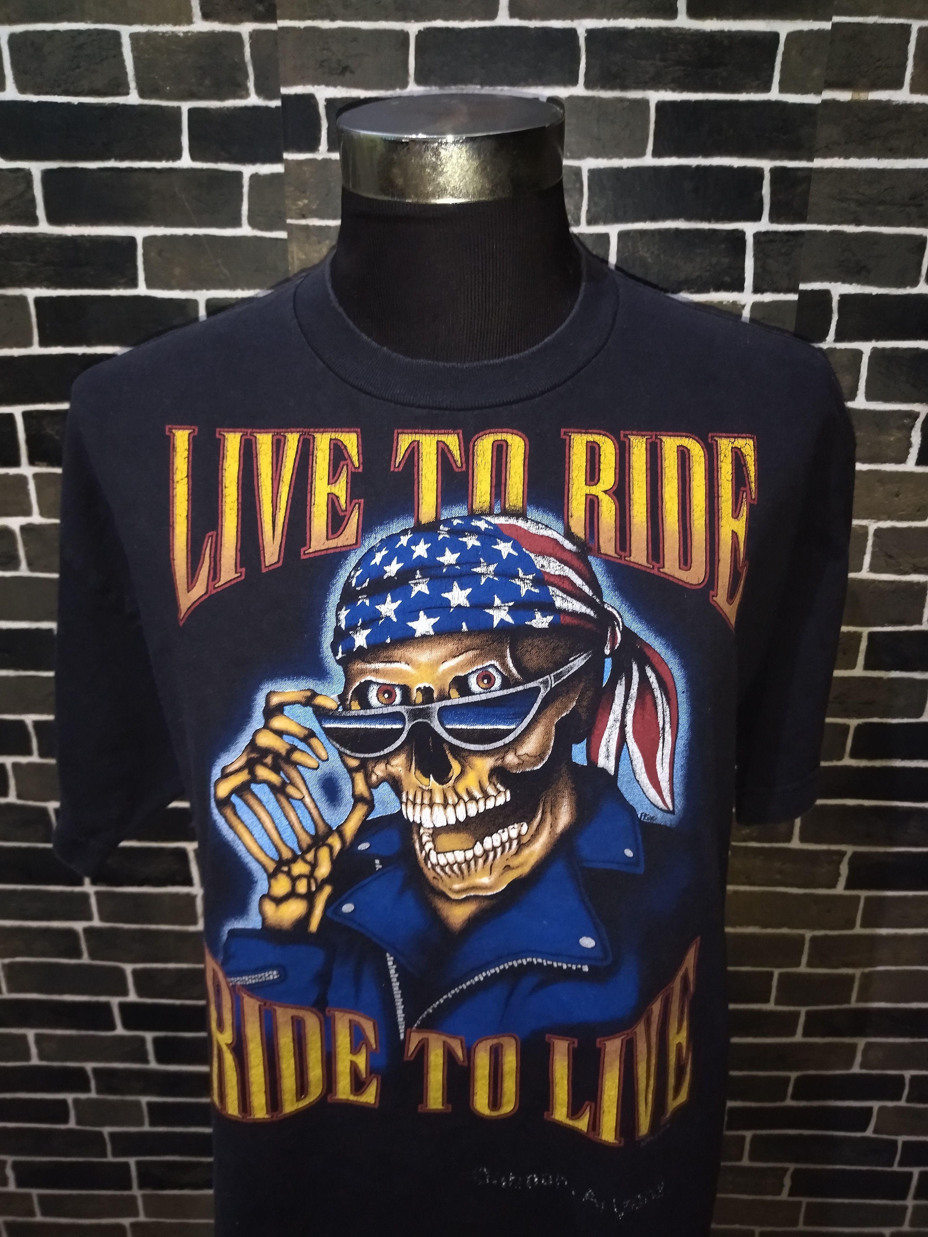 Harley Davidson × Vintage Vintage 90s Live To Ride Ride To Live Tshirt Size US XL / EU 56 / 4 - 5 Thumbnail