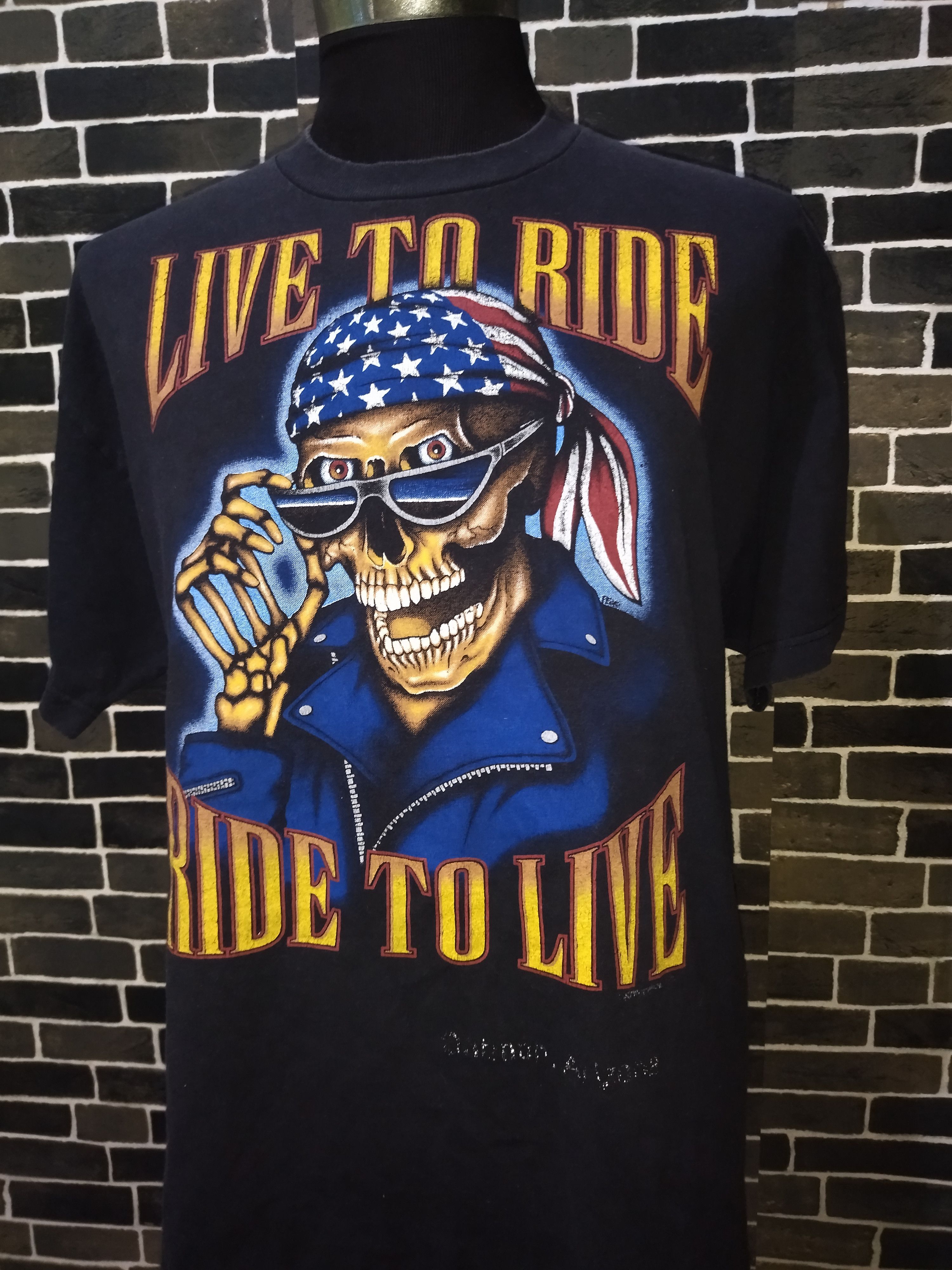 Harley Davidson × Vintage Vintage 90s Live To Ride Ride To Live Tshirt Size US XL / EU 56 / 4 - 6 Thumbnail