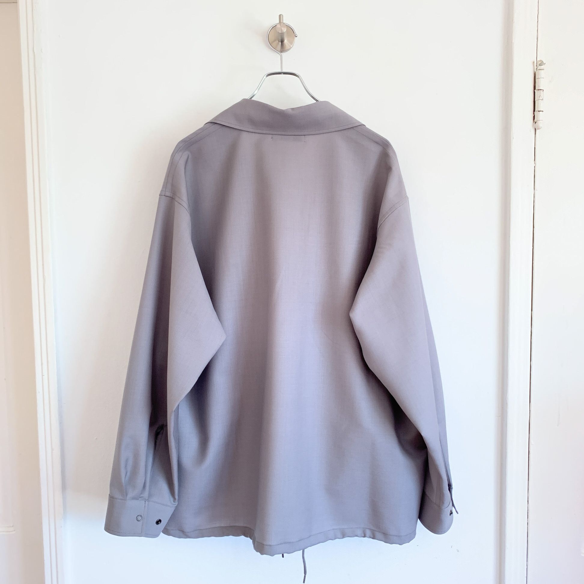 ジャケット・アウター marka ORGANIC WOOL MOHAIR TROPICAL Organic Wool × Mohair Tropical Lapelless Shirt Jacket, Sage