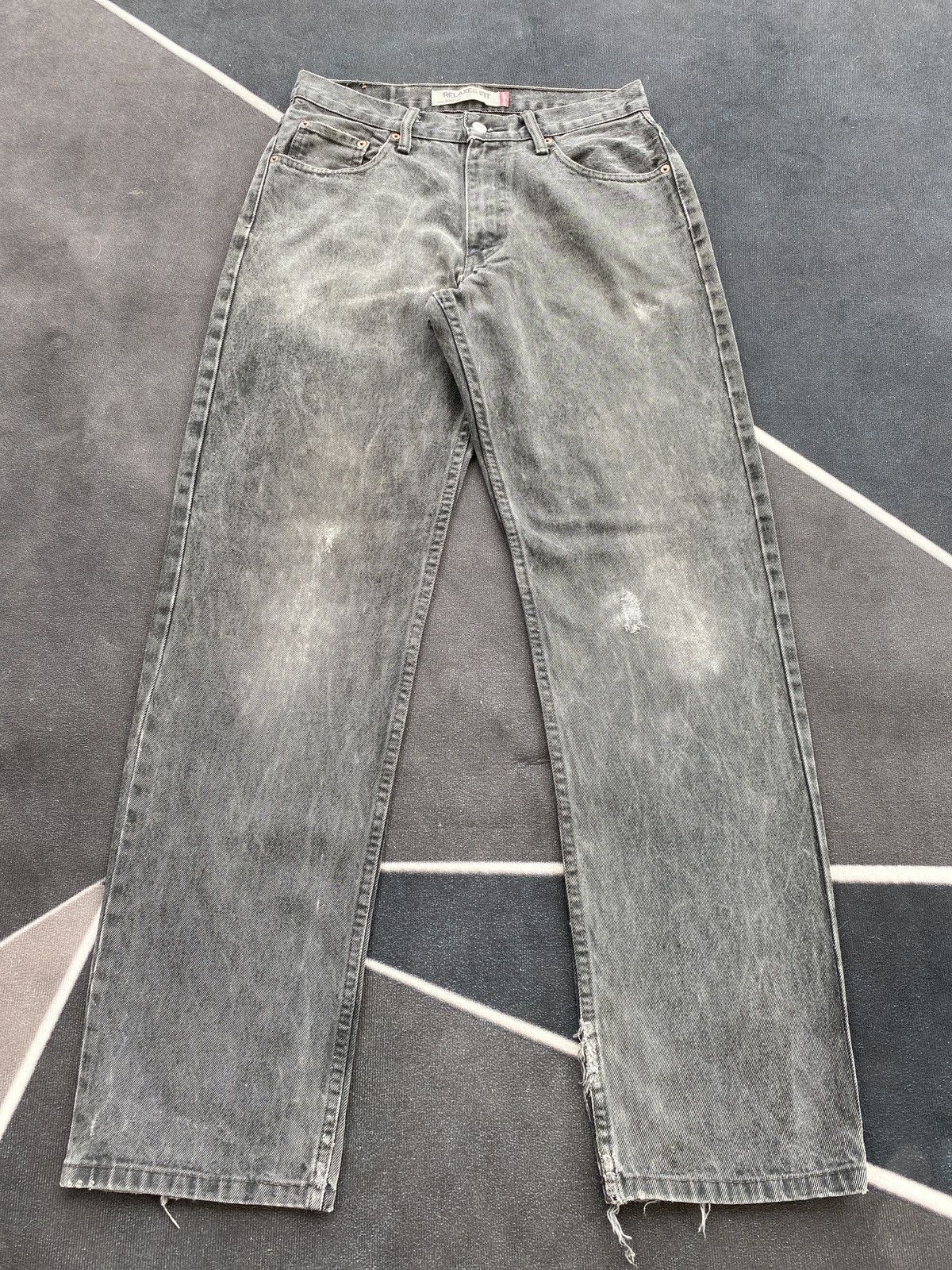 Levi's VINTAGE LEVIS 550 DISTRESSED FADED BLACK JEANS-J457 Size US 31 - 2 Thumbnail