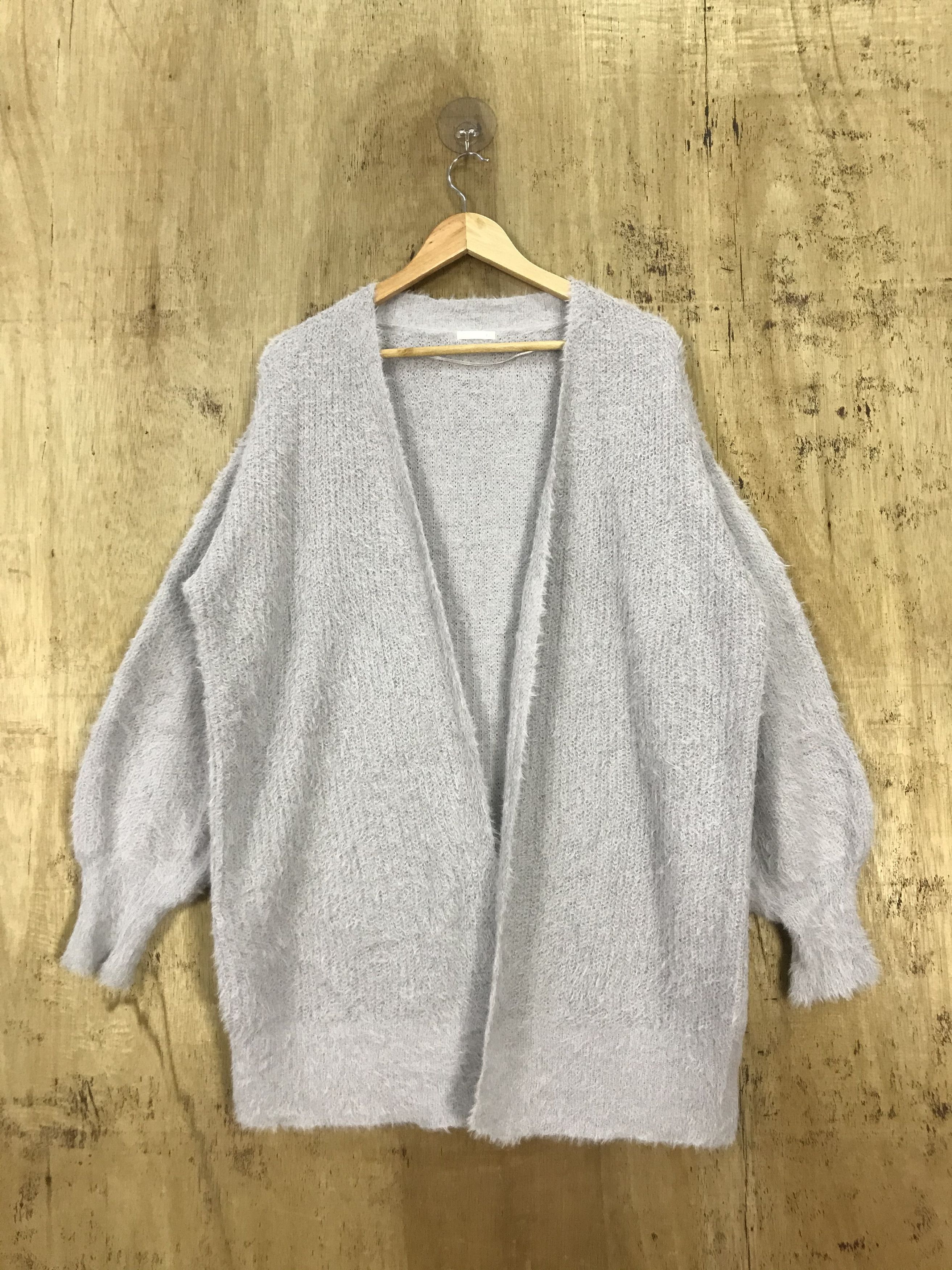 Unbrand Mohair Fur Shag Shaggy Open Unbutton Knit Cardigan