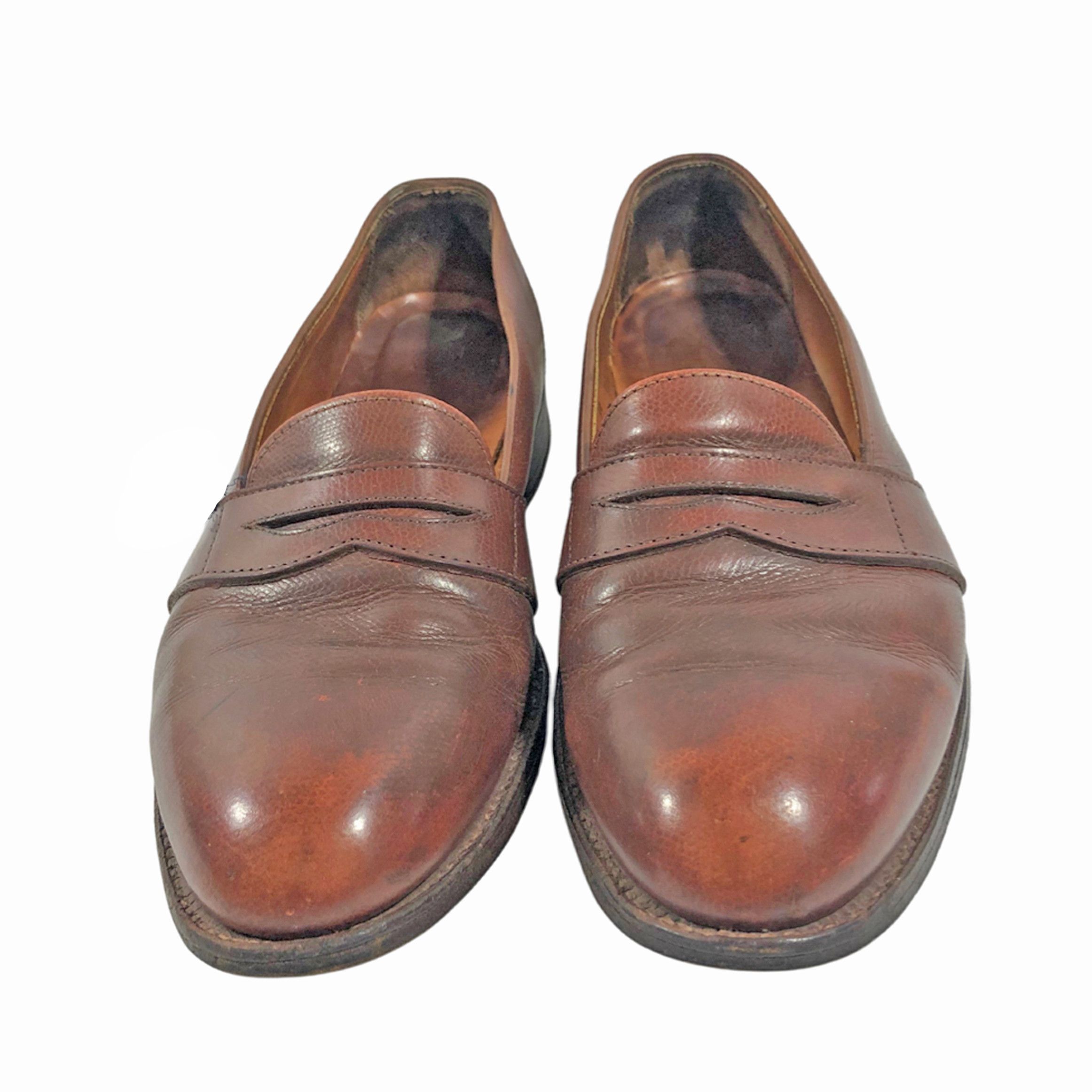 image of Alden New England Brown Leather Penny Loafers Size 9.5 B/d, Men's