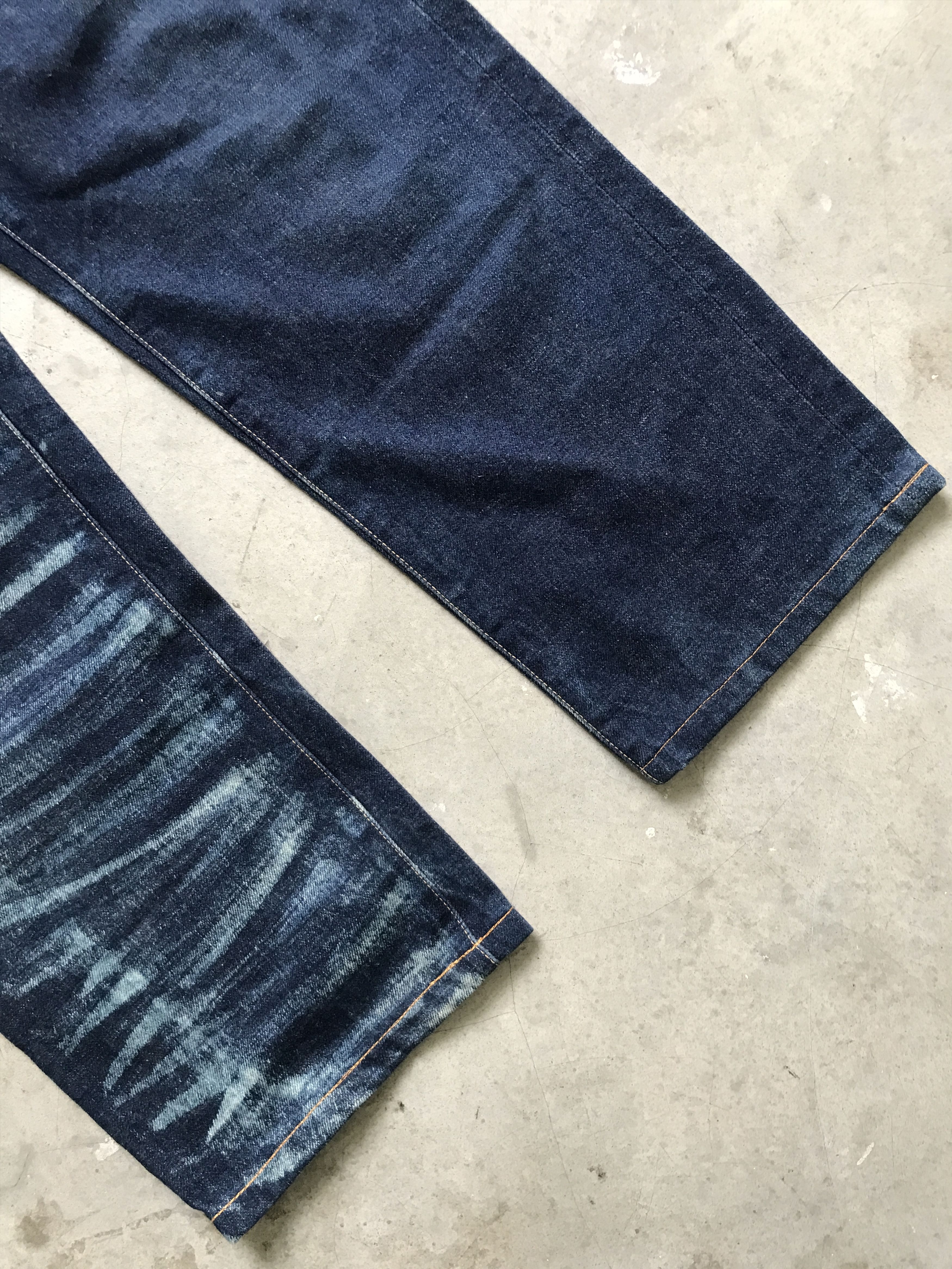 Blue Blue Japan × HOLLYWOOD RANCH MARKET × Okura D79 HRMARKET Split Fades Slevedge Jeans Size US 33 - 4 Thumbnail