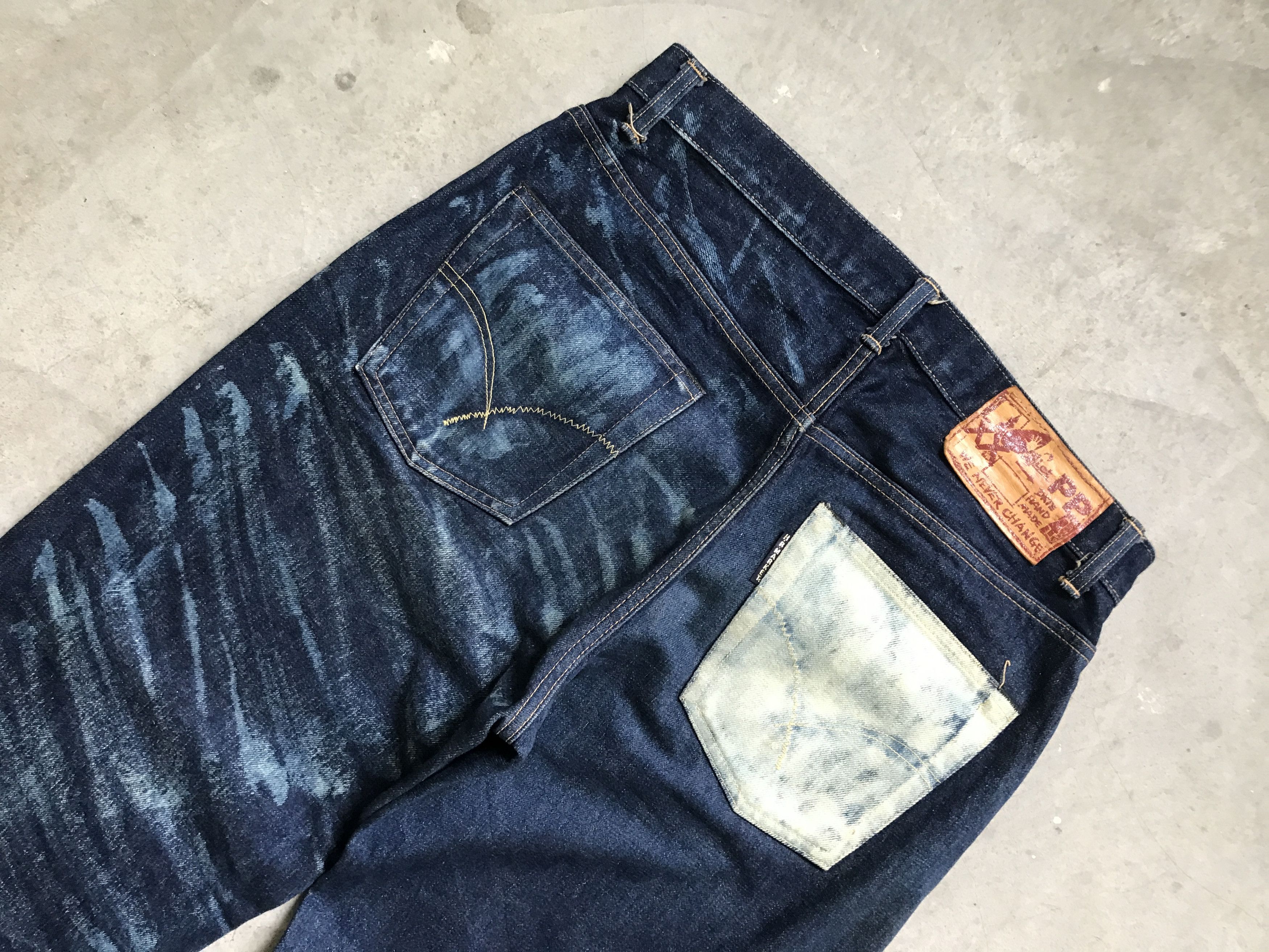 Blue Blue Japan × HOLLYWOOD RANCH MARKET × Okura D79 HRMARKET Split Fades Slevedge Jeans Size US 33 - 10 Thumbnail