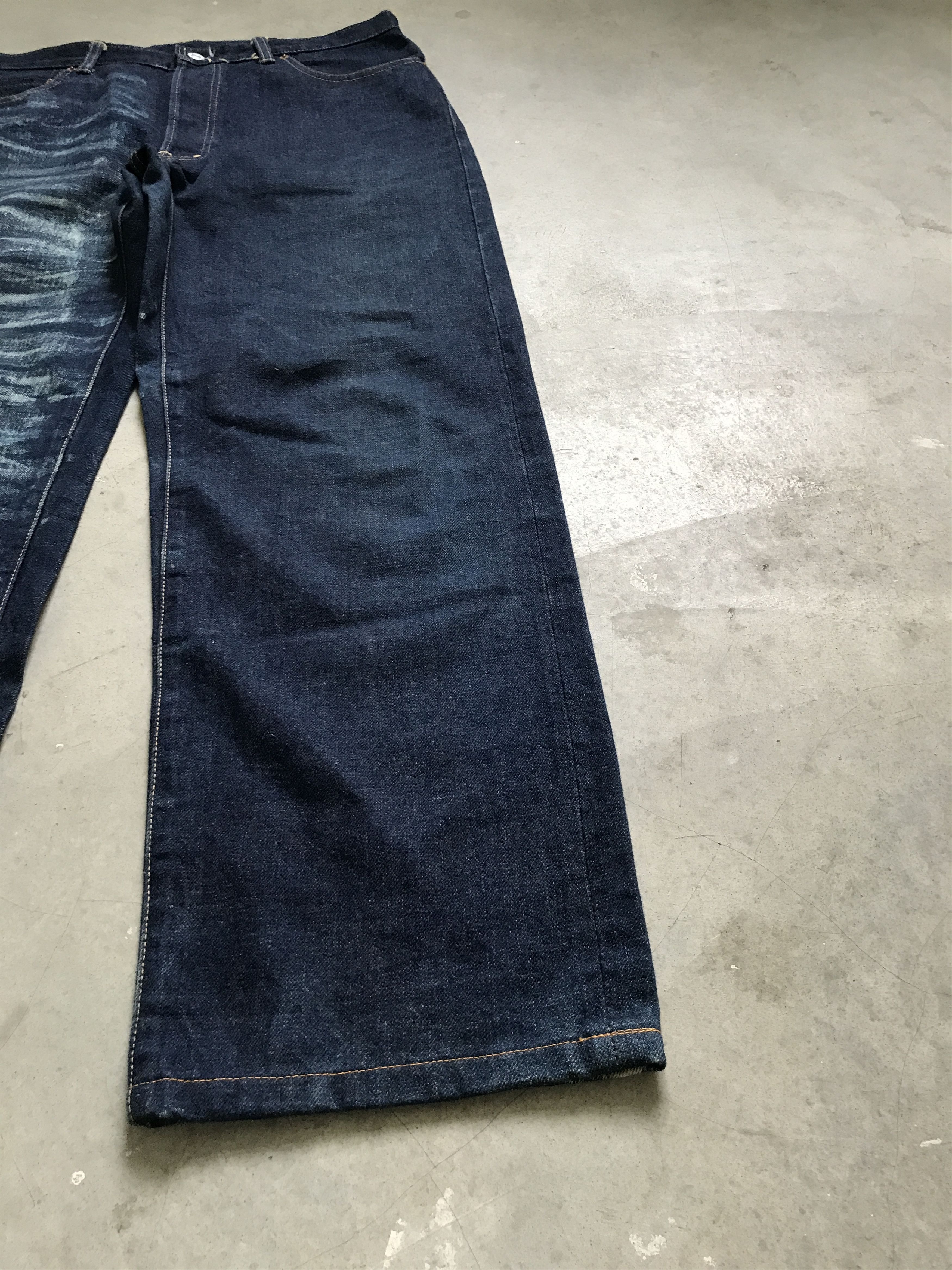 Blue Blue Japan × HOLLYWOOD RANCH MARKET × Okura D79 HRMARKET Split Fades Slevedge Jeans Size US 33 - 6 Thumbnail