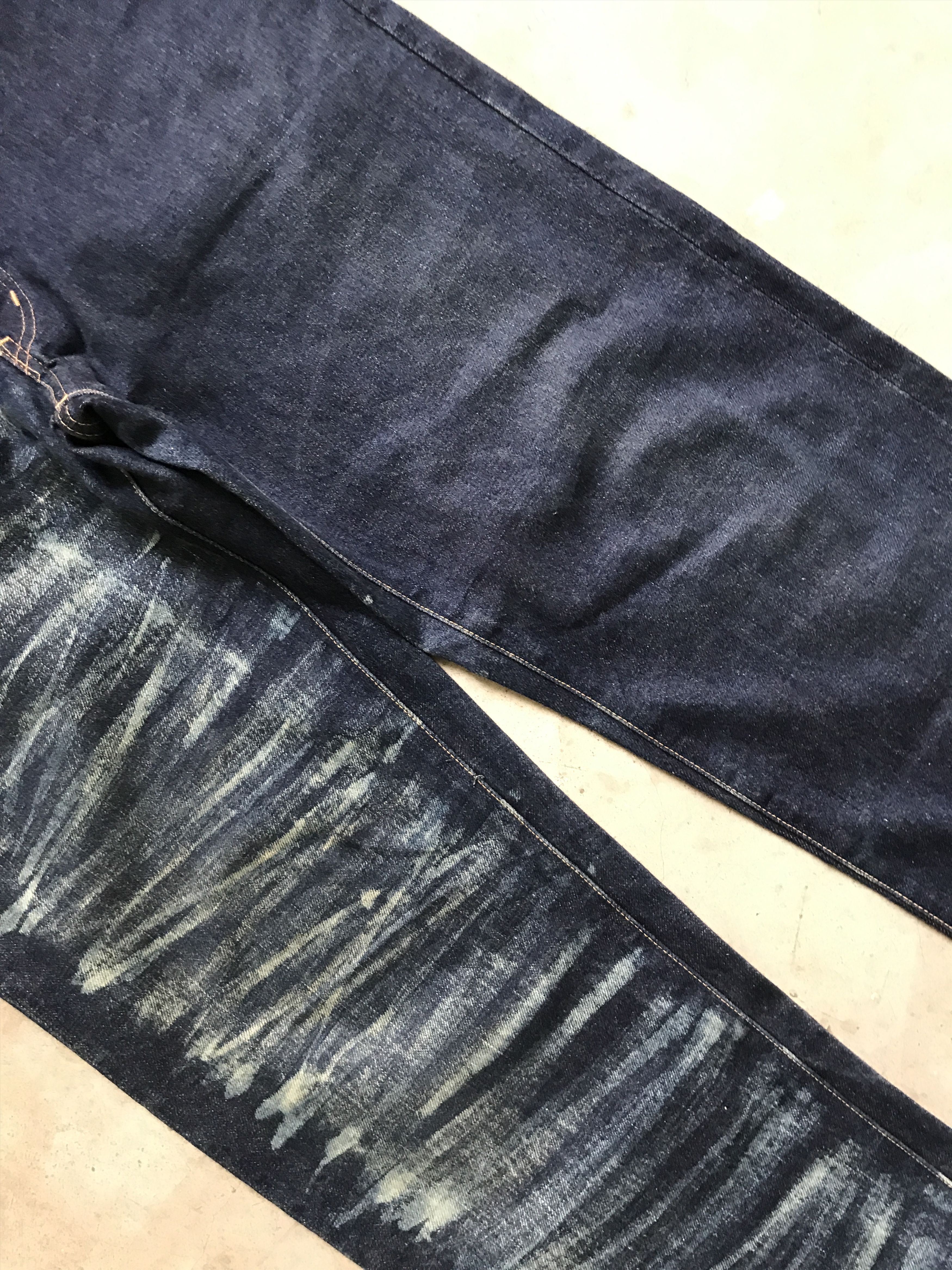 Blue Blue Japan × HOLLYWOOD RANCH MARKET × Okura D79 HRMARKET Split Fades Slevedge Jeans Size US 33 - 3 Thumbnail