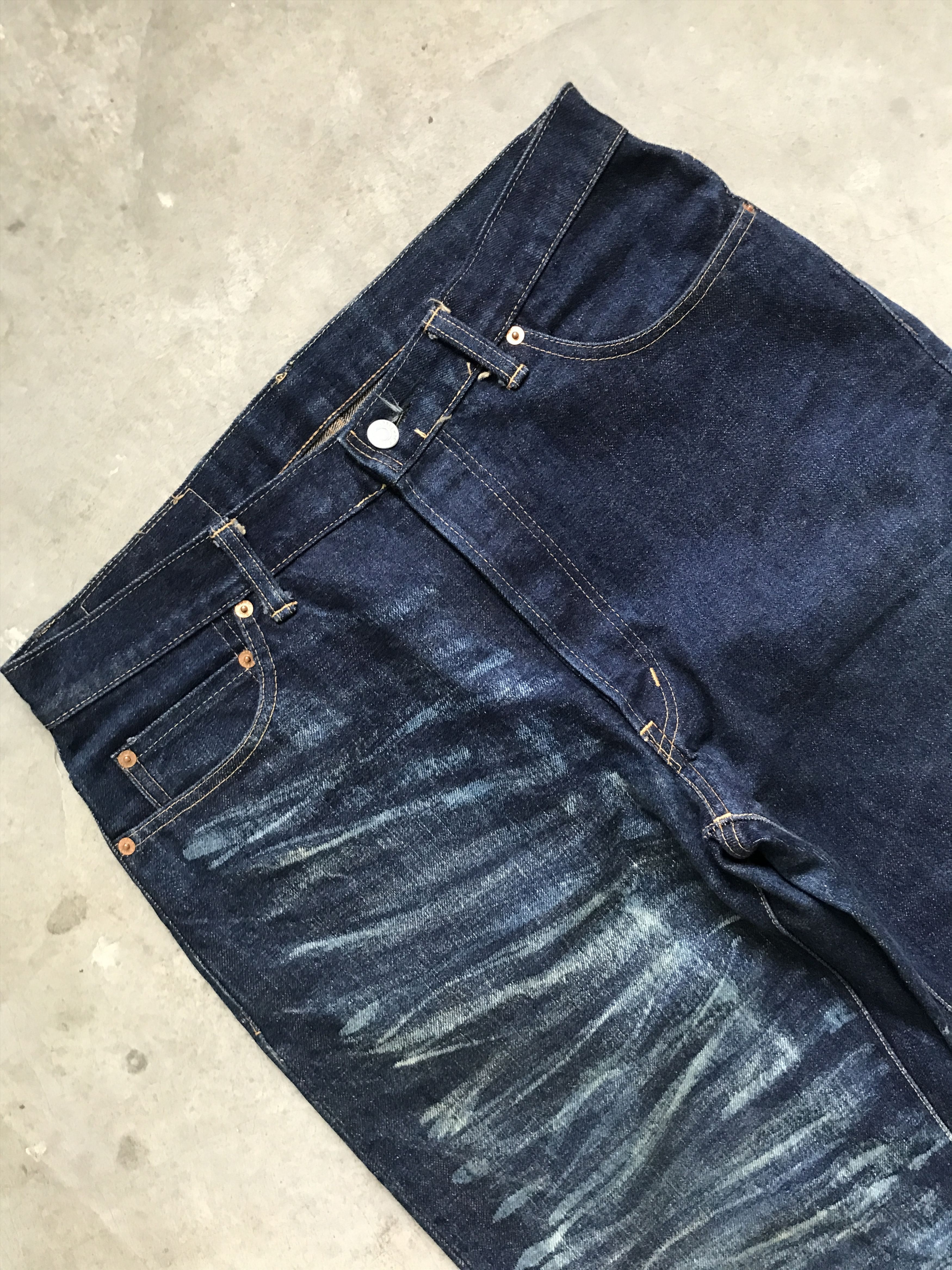 Blue Blue Japan × HOLLYWOOD RANCH MARKET × Okura D79 HRMARKET Split Fades Slevedge Jeans Size US 33 - 2 Thumbnail